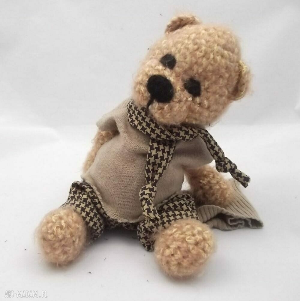 Pawełek - miś szydełkowy handmade 28 cm z ruchomymi rączkami i nóżkami
