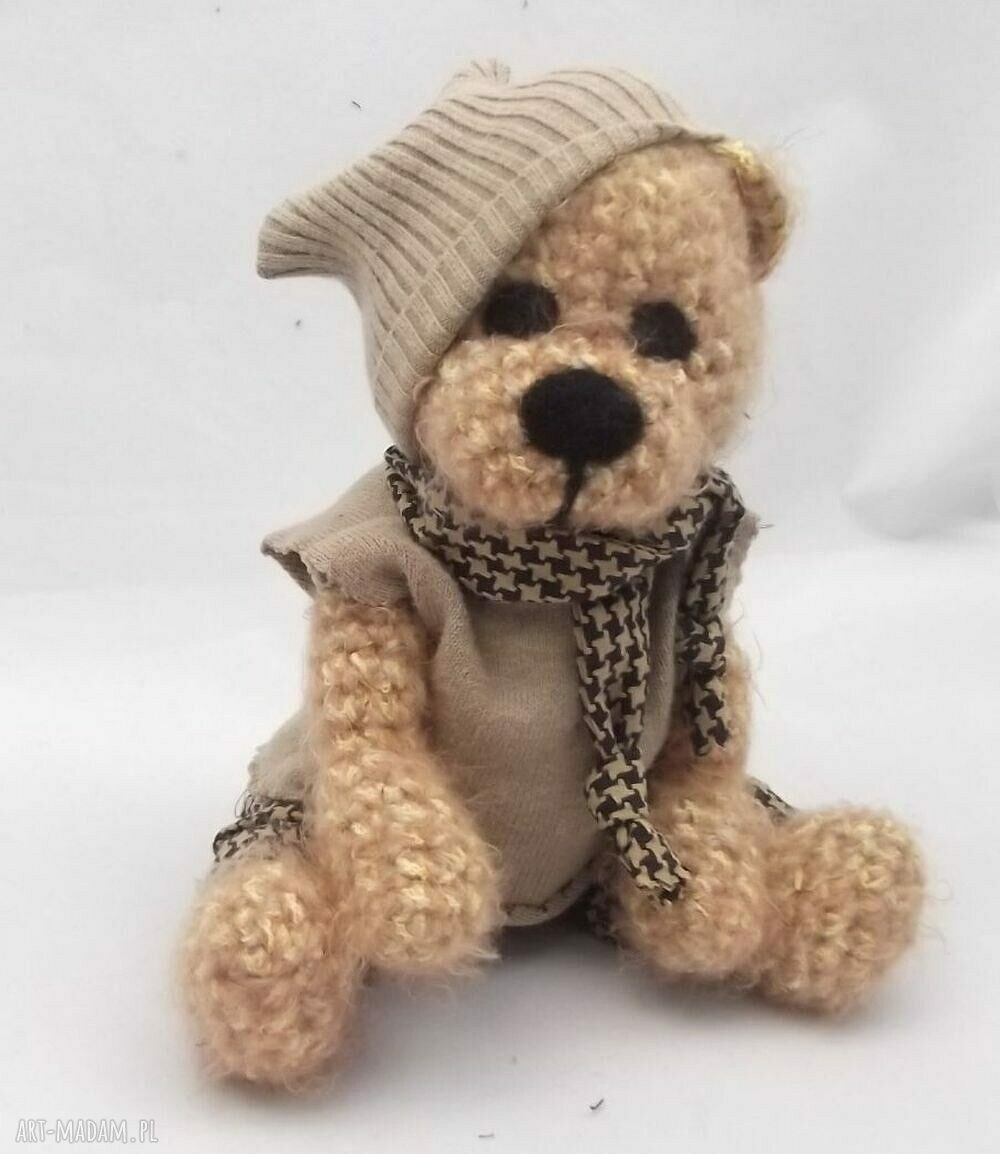 Pawełek - miś szydełkowy handmade 28 cm z ruchomymi rączkami i nóżkami