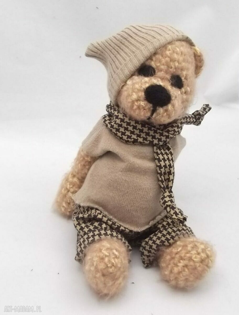 Pawełek - miś szydełkowy handmade 28 cm z ruchomymi rączkami i nóżkami