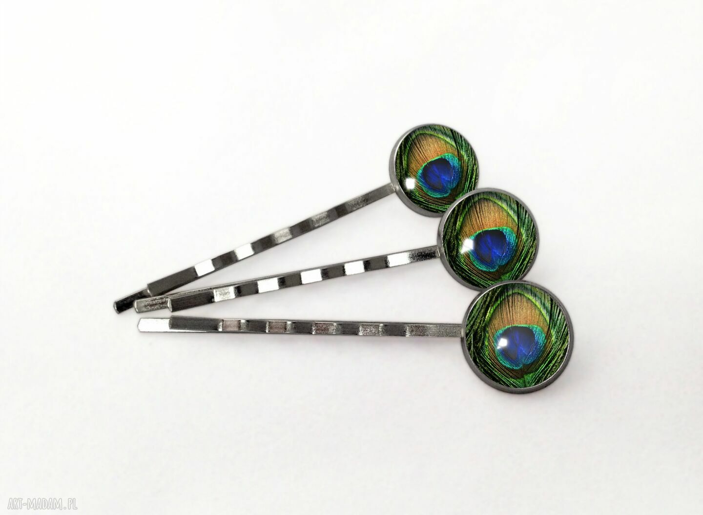 ozdoby do włosów: Pawie oko 3 Wsuwki do włosów ręcznie wykonane