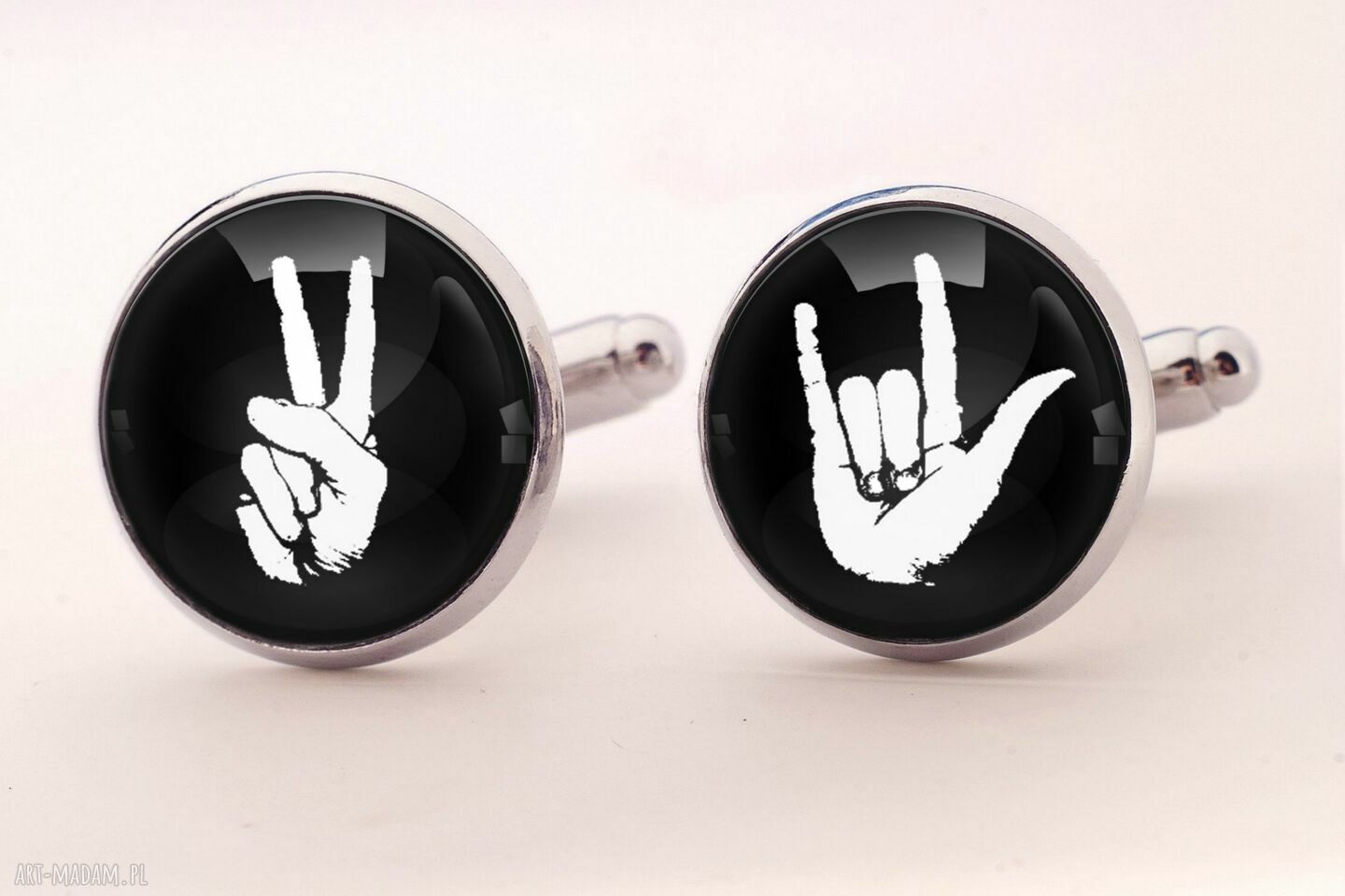 Peace love spinki mankietów znaki miłość ręcznie robione wysokiej