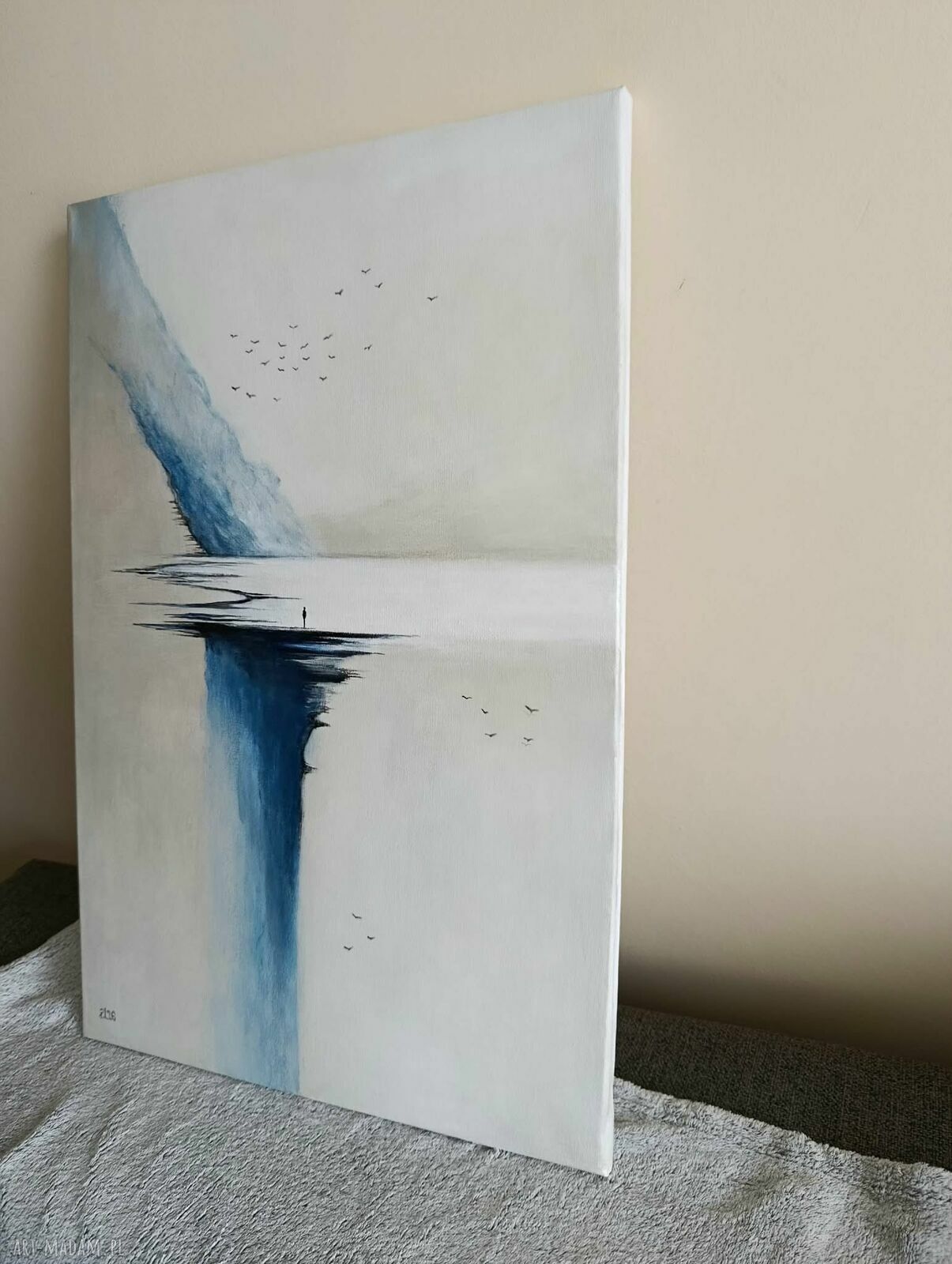Pejzaż abstrakcyjny - ręcznie malowany obraz akrylowy na płótnie 60x40 cm