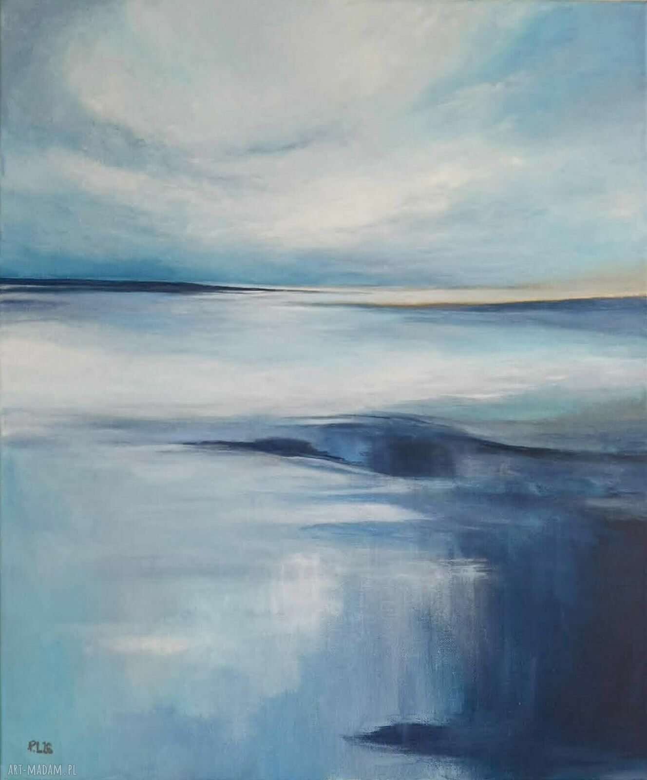 Pejzaż abstrakcyjny - ręcznie malowany obraz akrylowy 60 x 50 cm