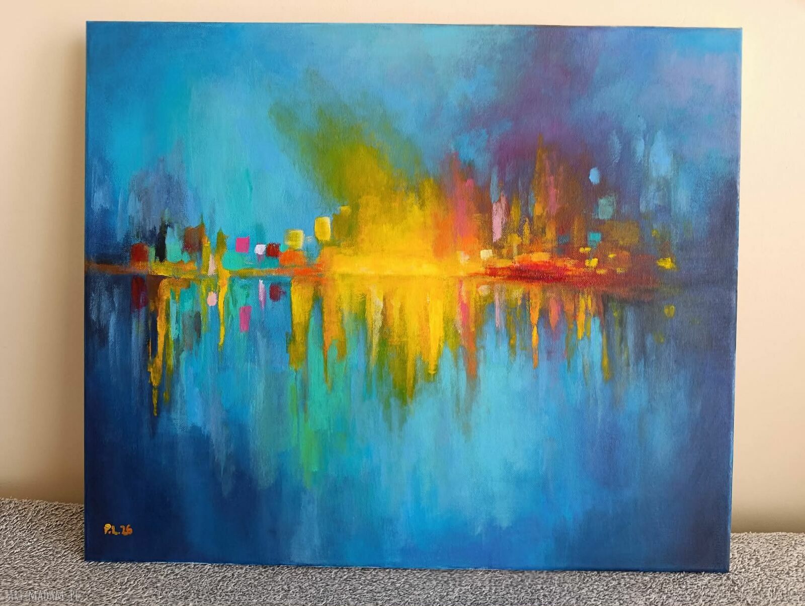 Pejzaż abstrakcyjny: obraz akrylowy 50x60 cm do wnętrza