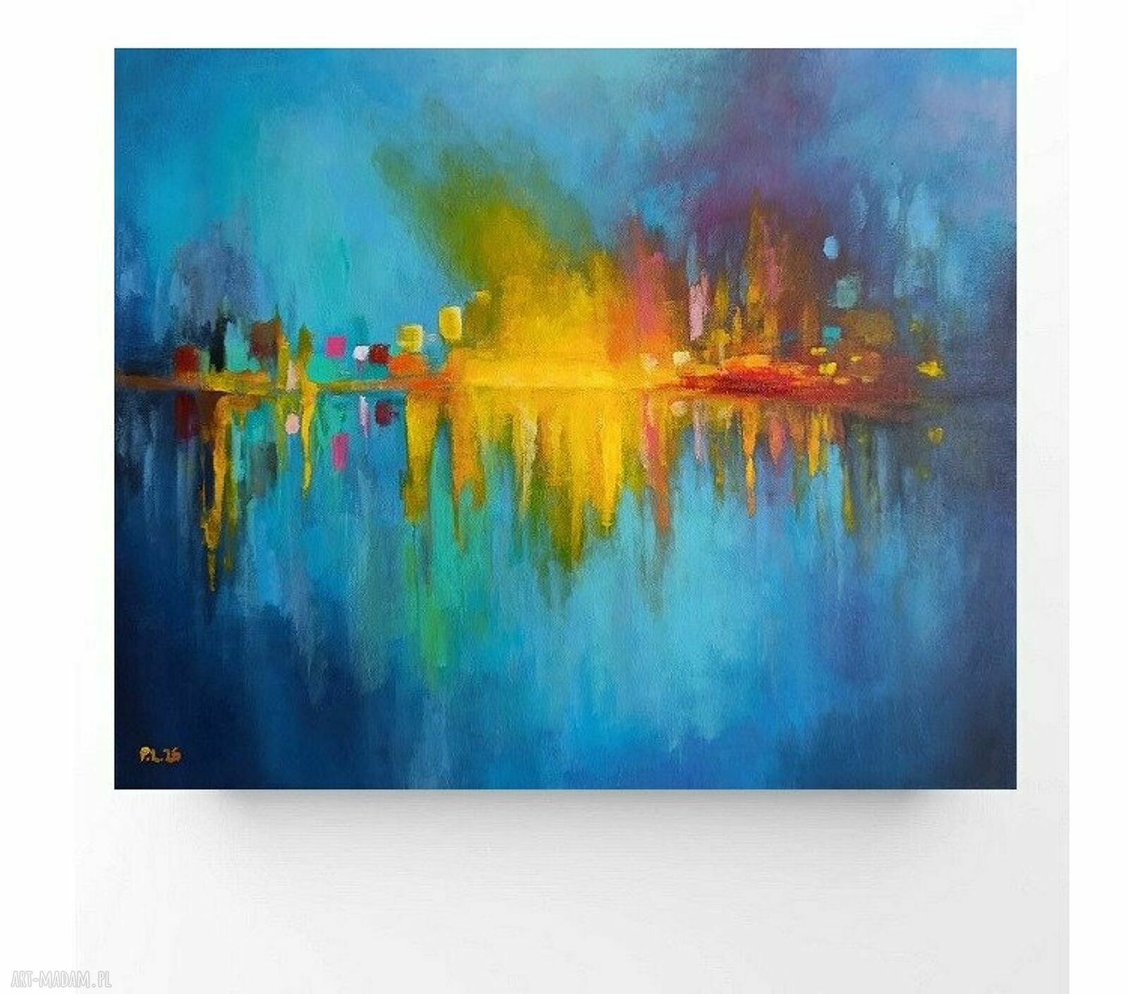 Pejzaż abstrakcyjny - ręcznie malowany obraz akrylowy 50 x 60 cm