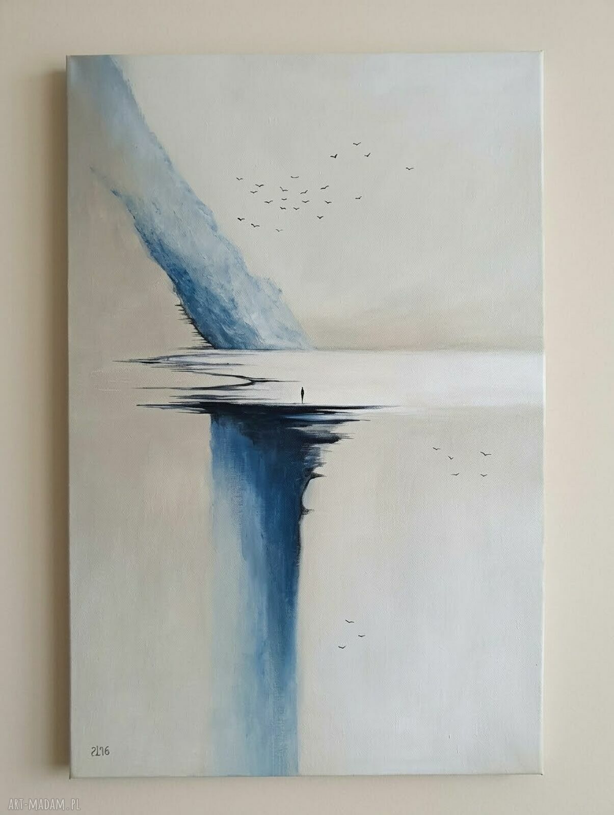 Pejzaż abstrakcyjny - ręcznie malowany obraz akrylowy na płótnie 60x40 cm