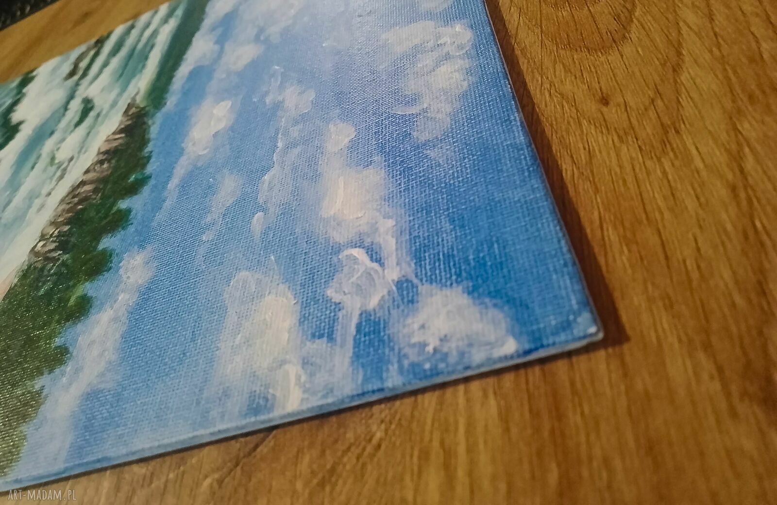Ręcznie malowany pejzaż akrylowy na płótnie „Szept przypływu” 30x24 cm