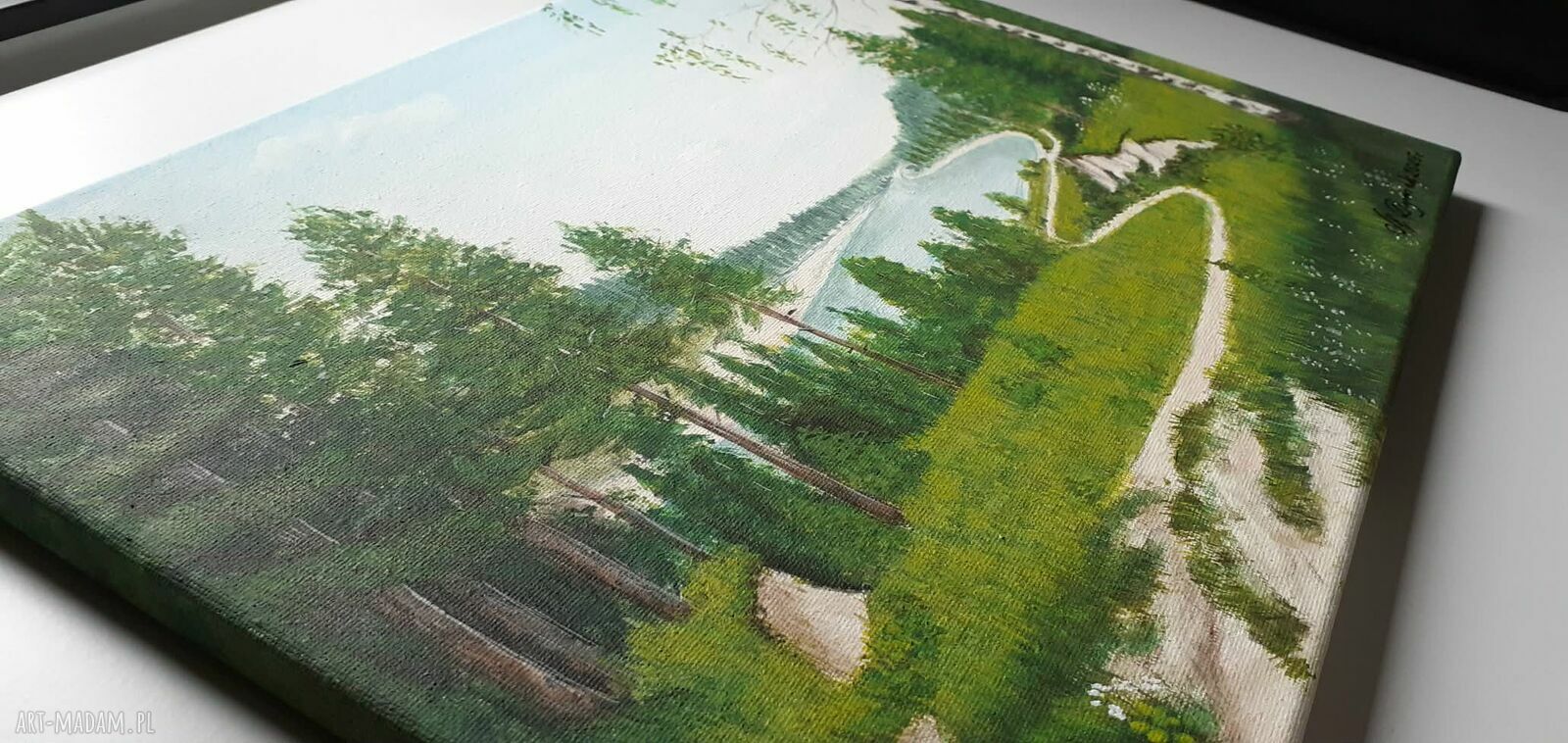 Pejzaż akrylowy ręcznie malowany „W siną dal” - 30x40 cm