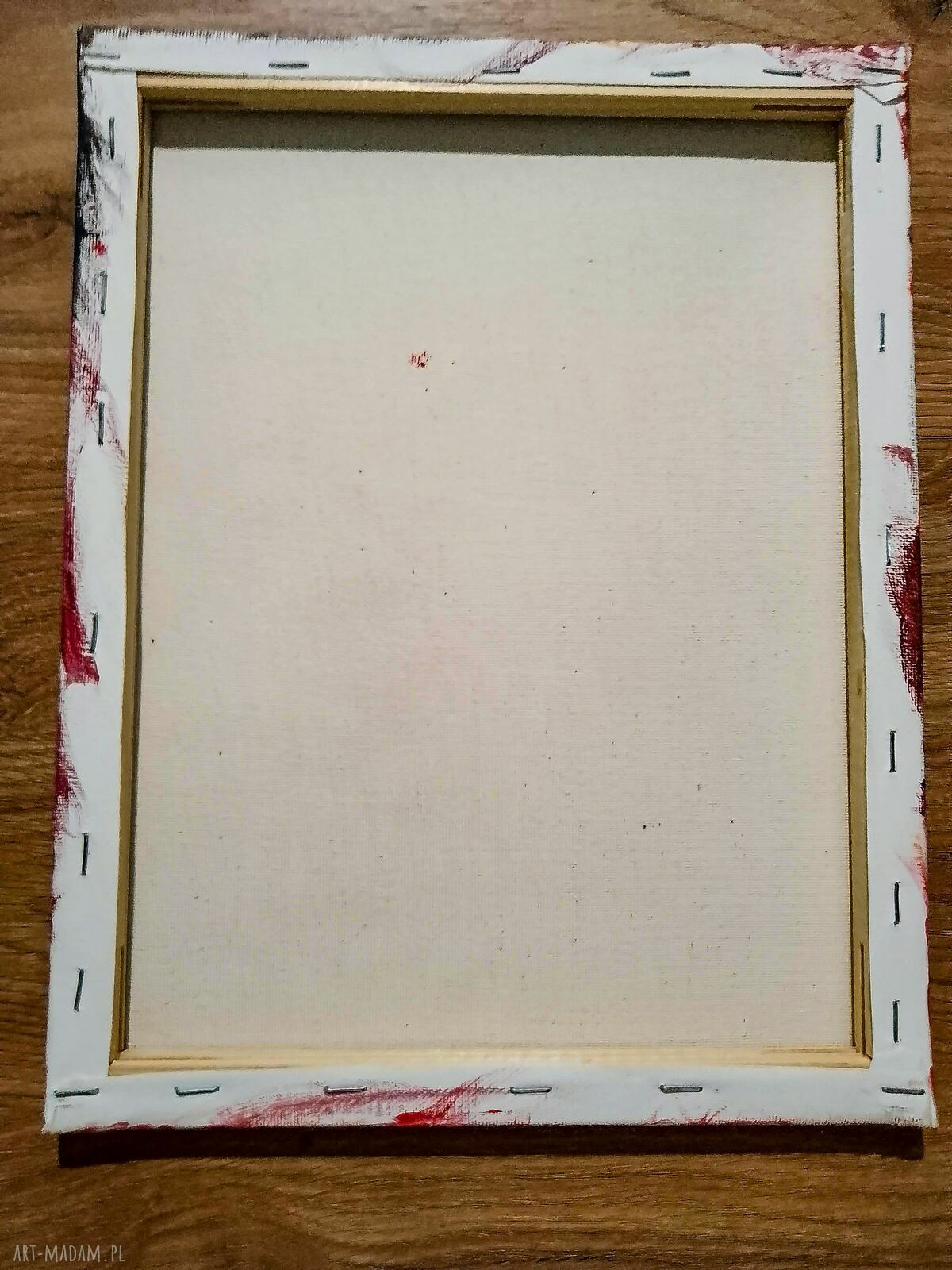 Karmazynowa Kaskada - ręcznie malowany pejzaż akrylowy na płótnie 30 x 24 cm