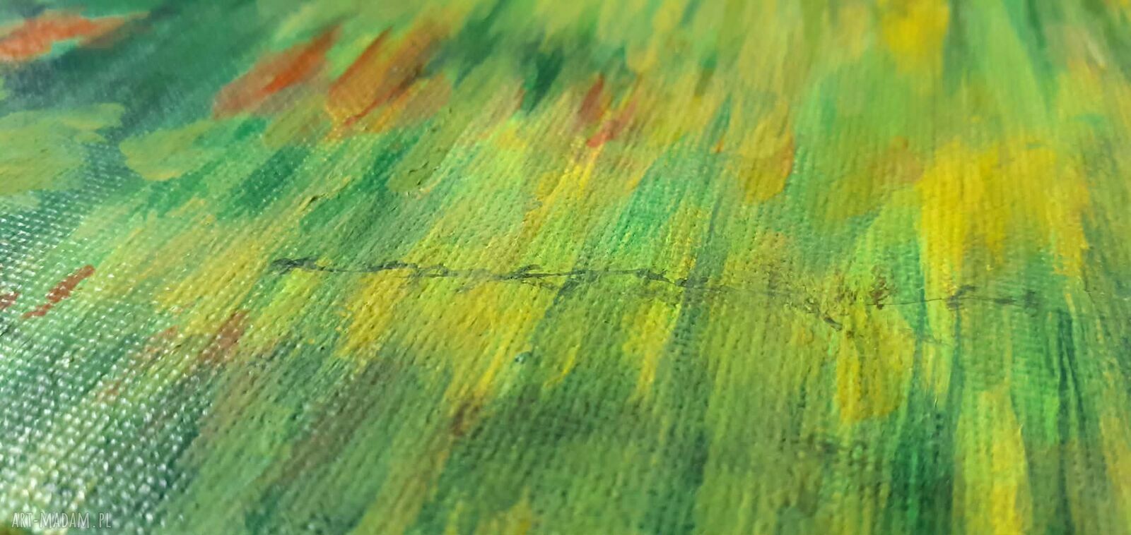 Pejzaż akrylowy ręcznie malowany na płótnie „Refleksy schyłku lata” - 30x24 cm