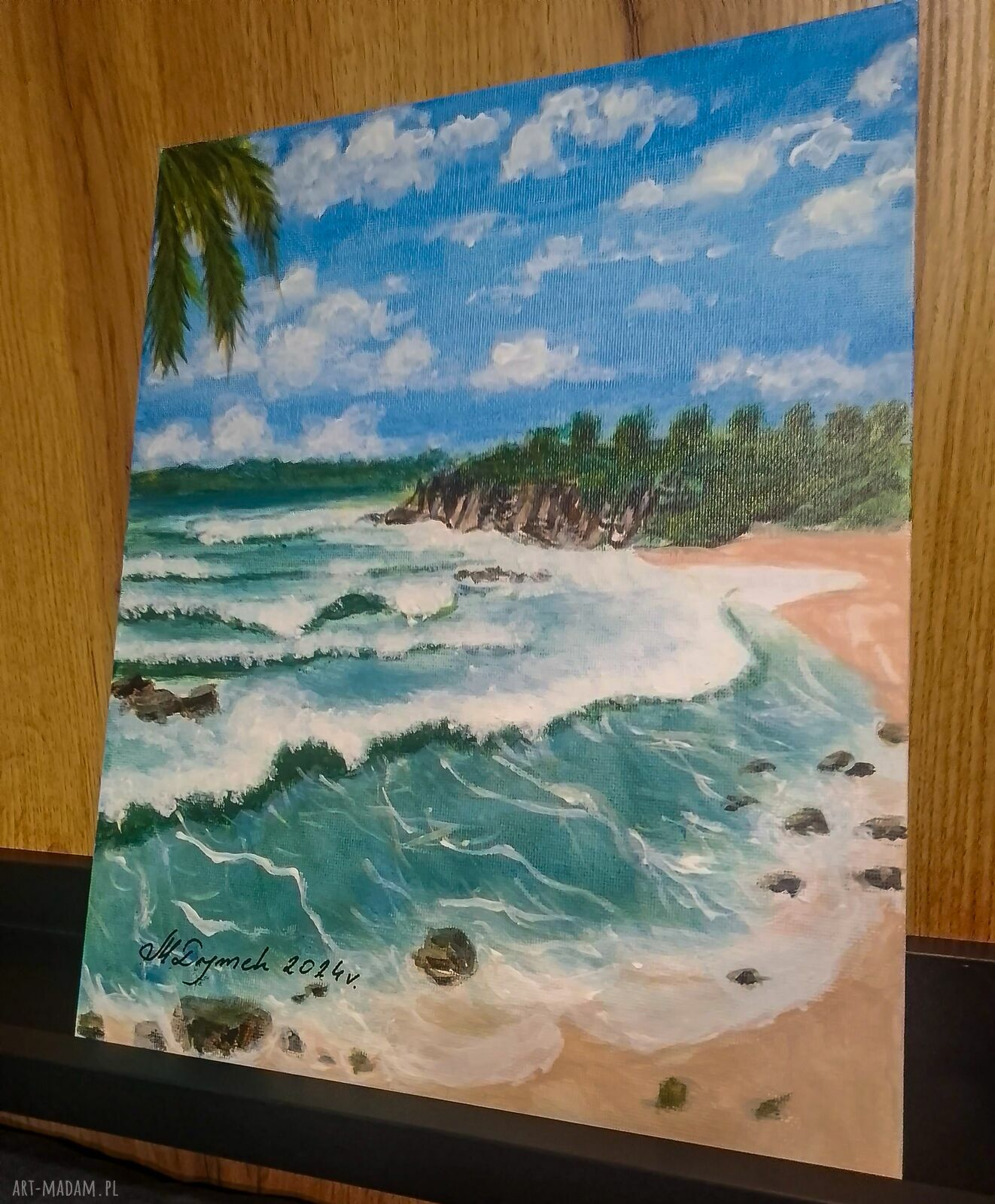 Ręcznie malowany pejzaż akrylowy na płótnie „Szept przypływu” 30x24 cm