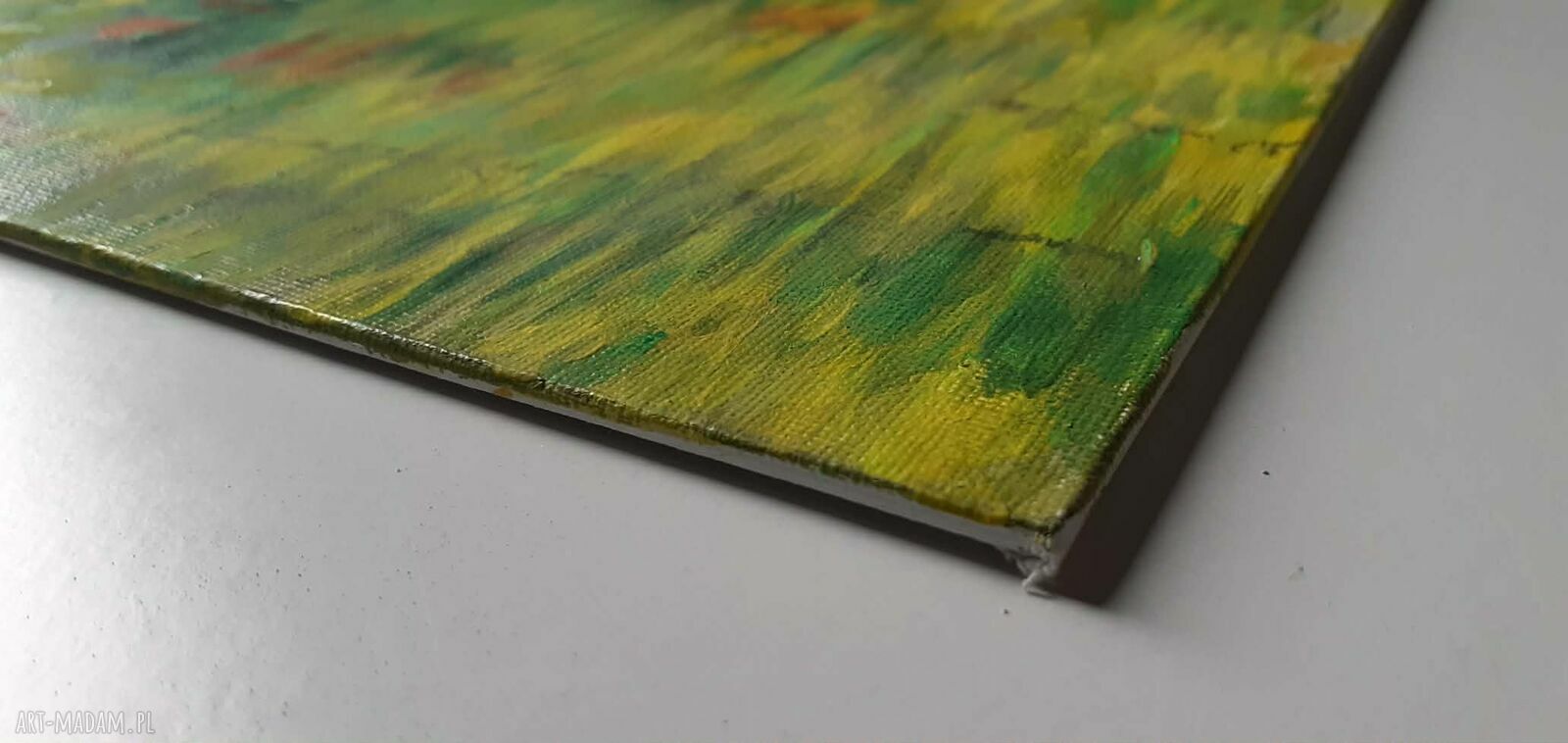 Pejzaż akrylowy ręcznie malowany na płótnie „Refleksy schyłku lata” - 30x24 cm