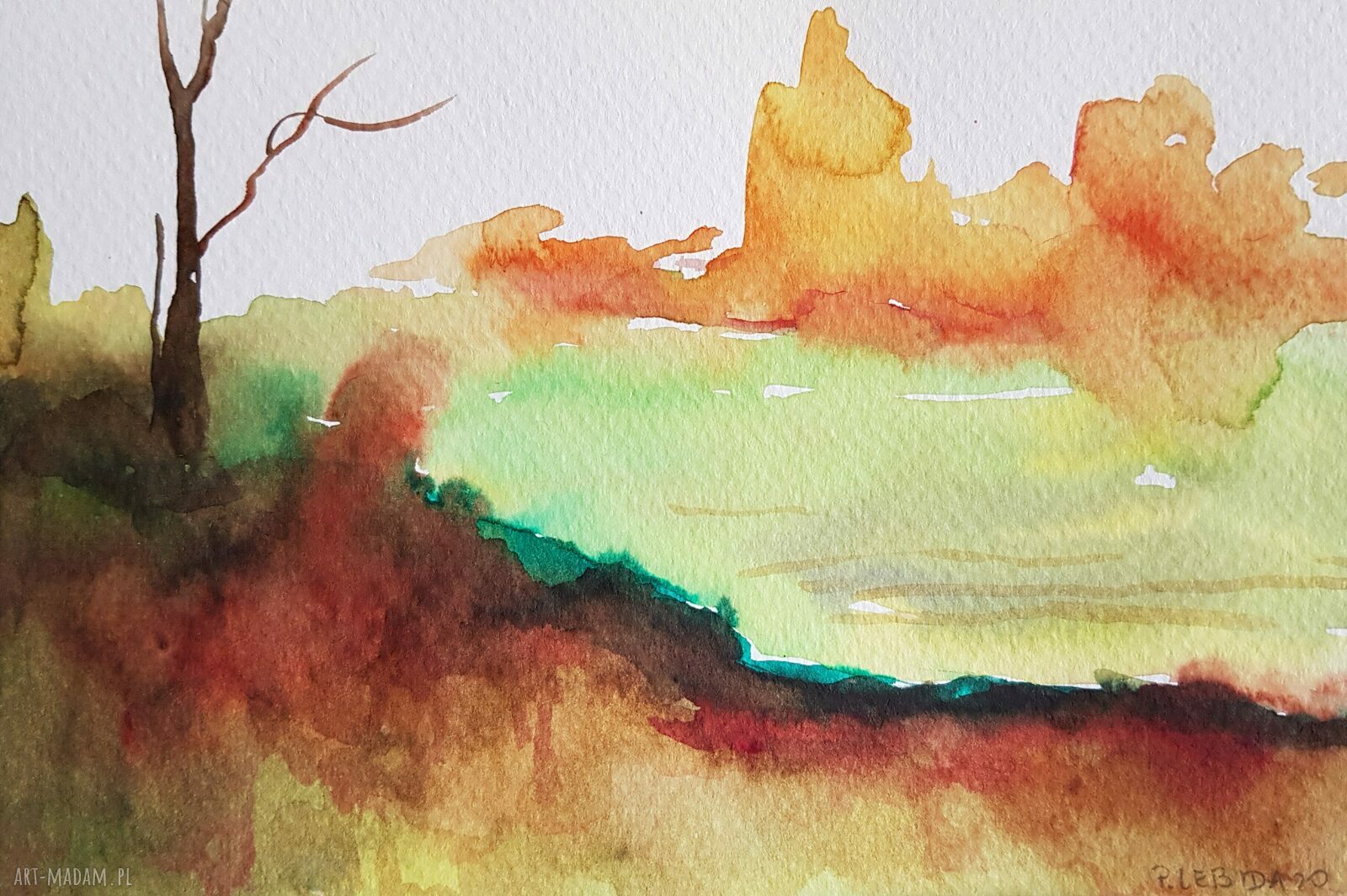 Pejzaż w akwareli - format 18/12,5 cm