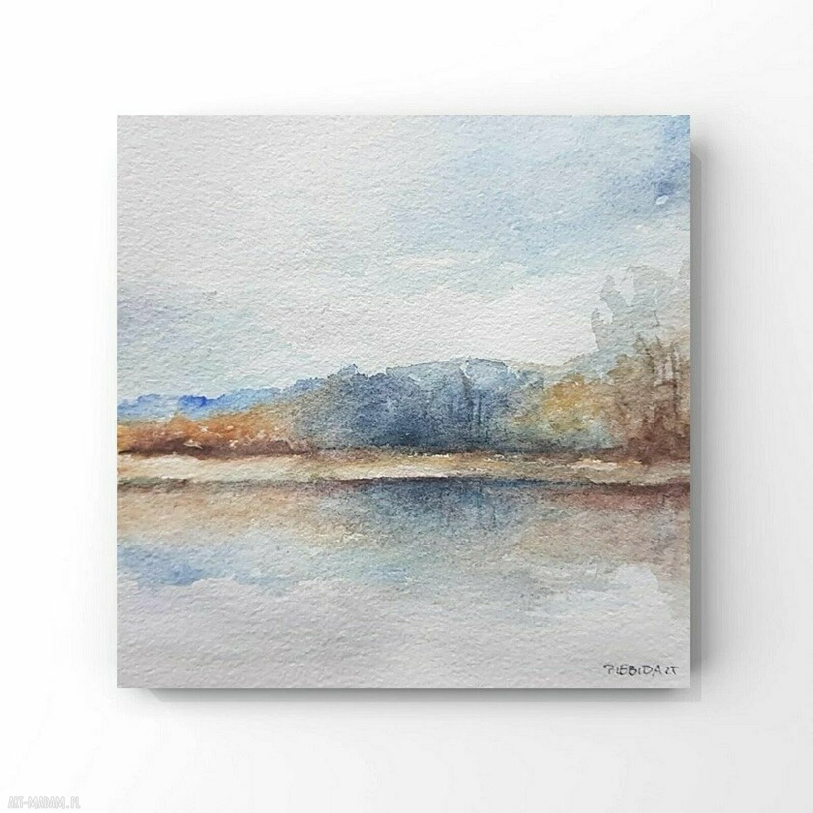 Oryginalna akwarela pejzaż 15x15 cm - Paulina Lebida bez ramy