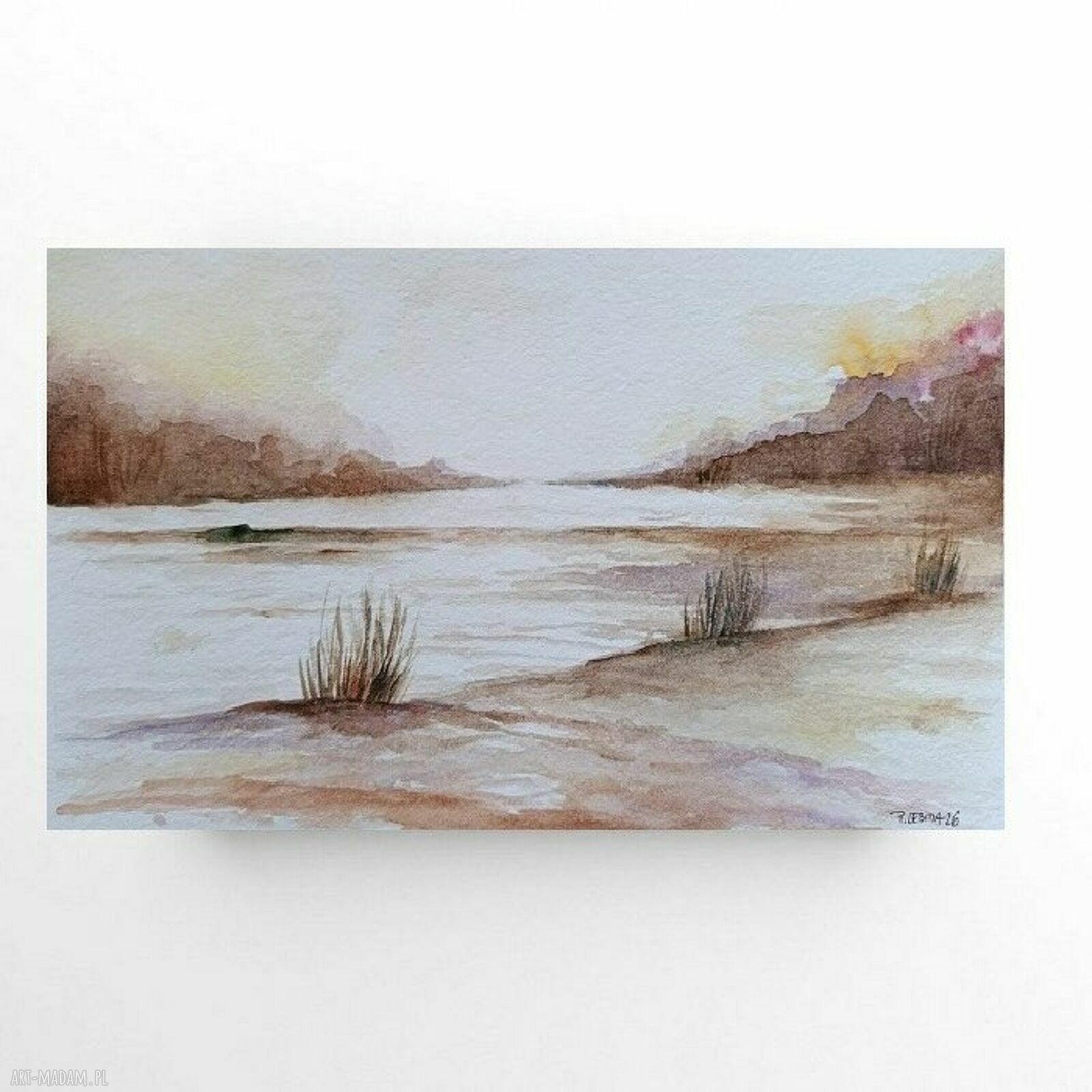 Pejzaż w akwareli 15x25 cm - oryginalny obraz bez oprawy