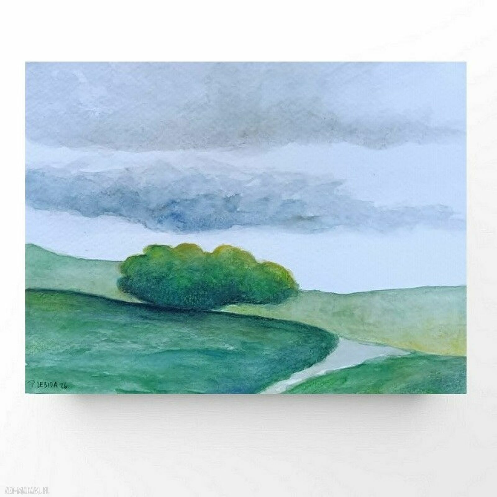 Pejzaż - ręcznie malowana akwarela 18/24 cm bez ramy