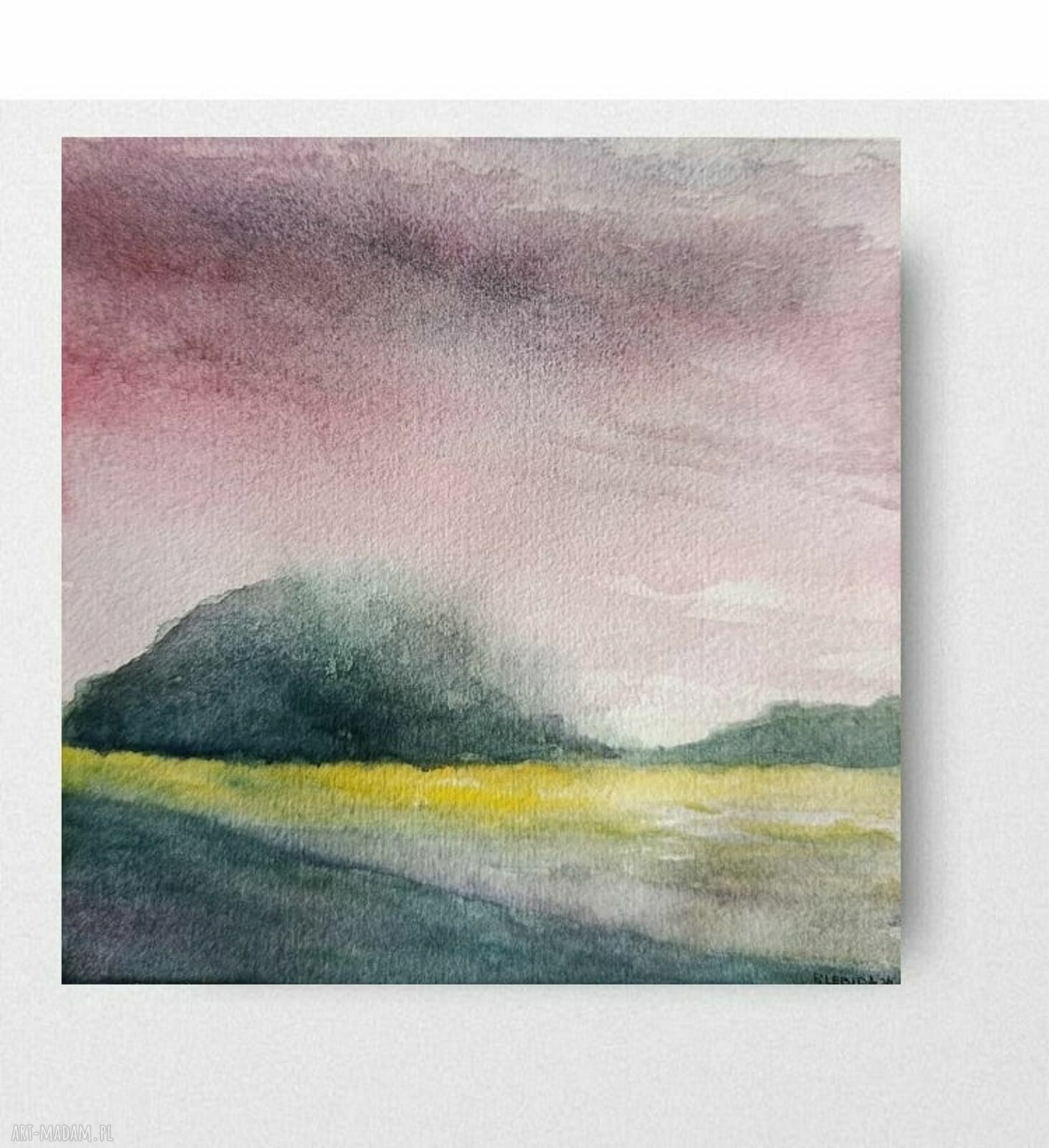 Oryginalna akwarela pejzaż 20 x 20 cm