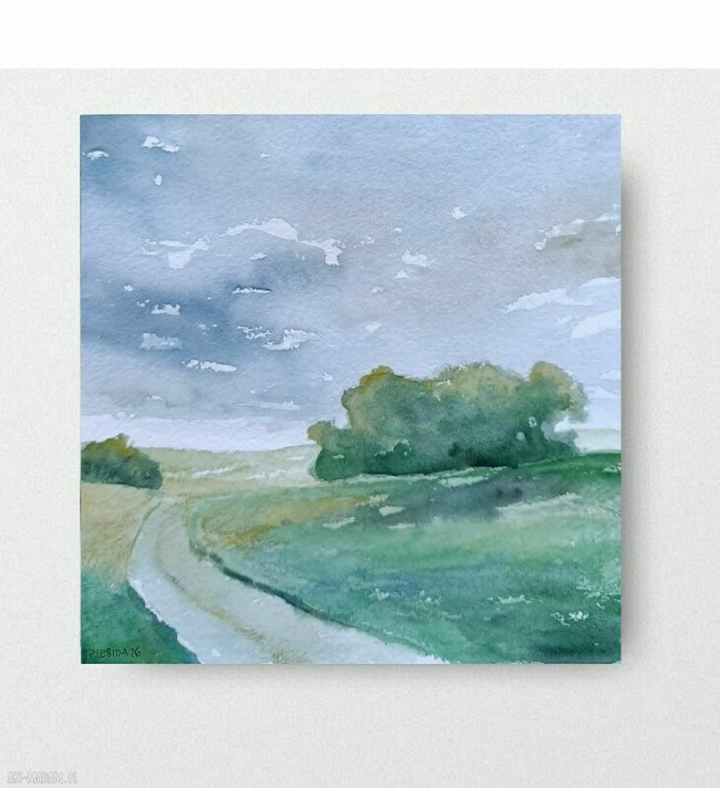 Akwarela Pejzaż 20x20 cm - Paulina Lebida, bez ramy