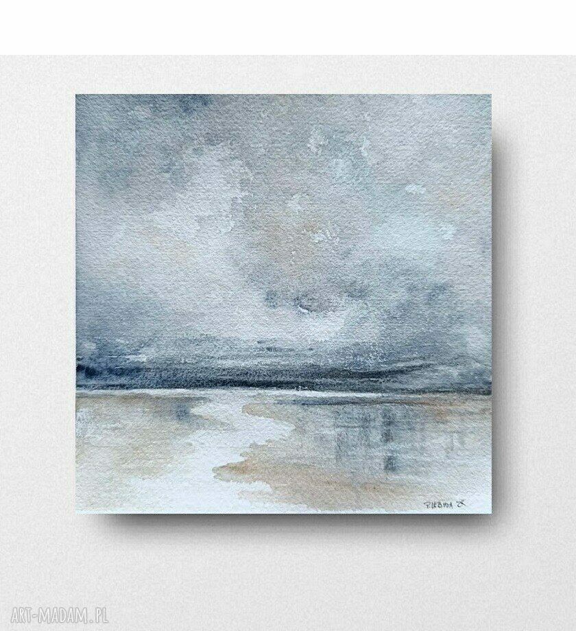 Pejzaż - oryginalna akwarela 20x20 cm, sygnowana bez oprawy