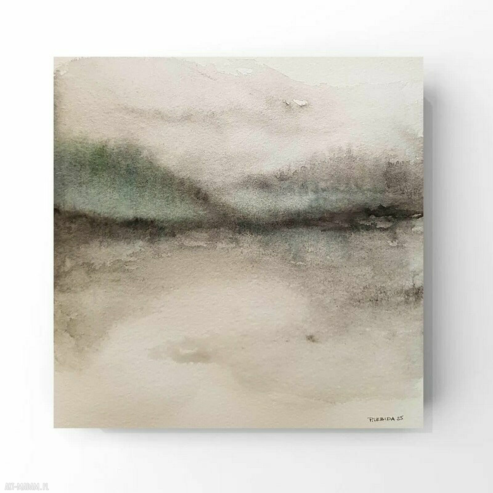 Pejzaż - akwarela 20x20 cm sygnowana praca Pauliny Lebidy