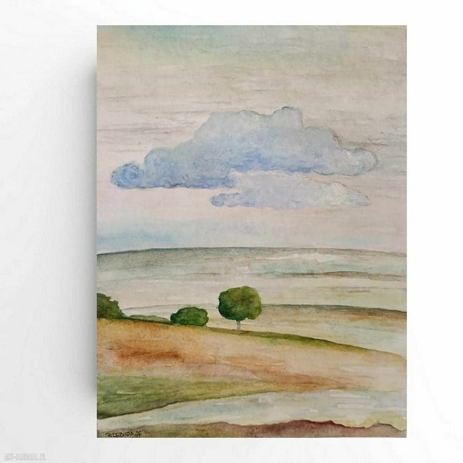 Pejzaż - oryginalna akwarela 24x18 cm bez ramy