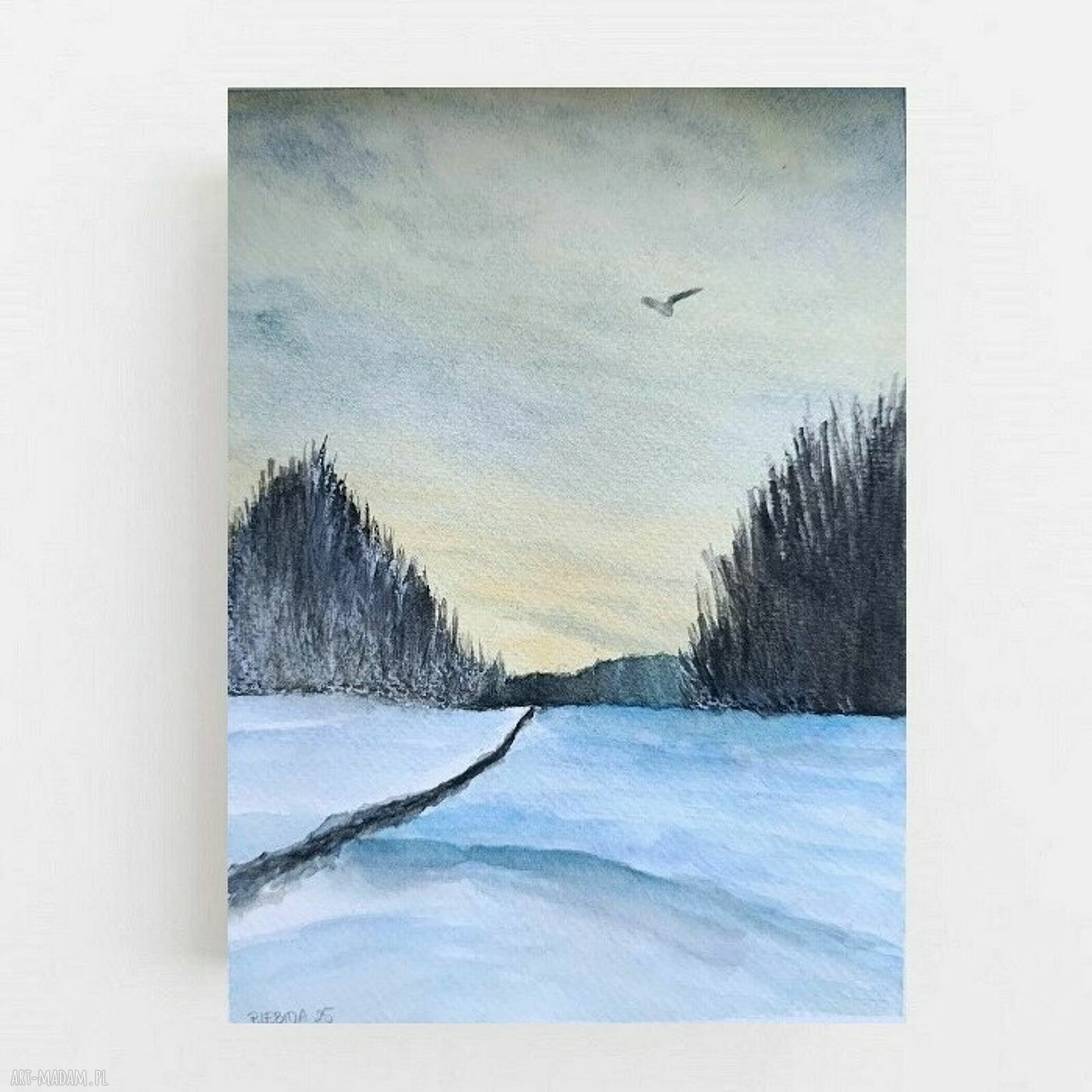 Oryginalny pejzaż akwarelowy 24 x 18 cm - sygnowana praca