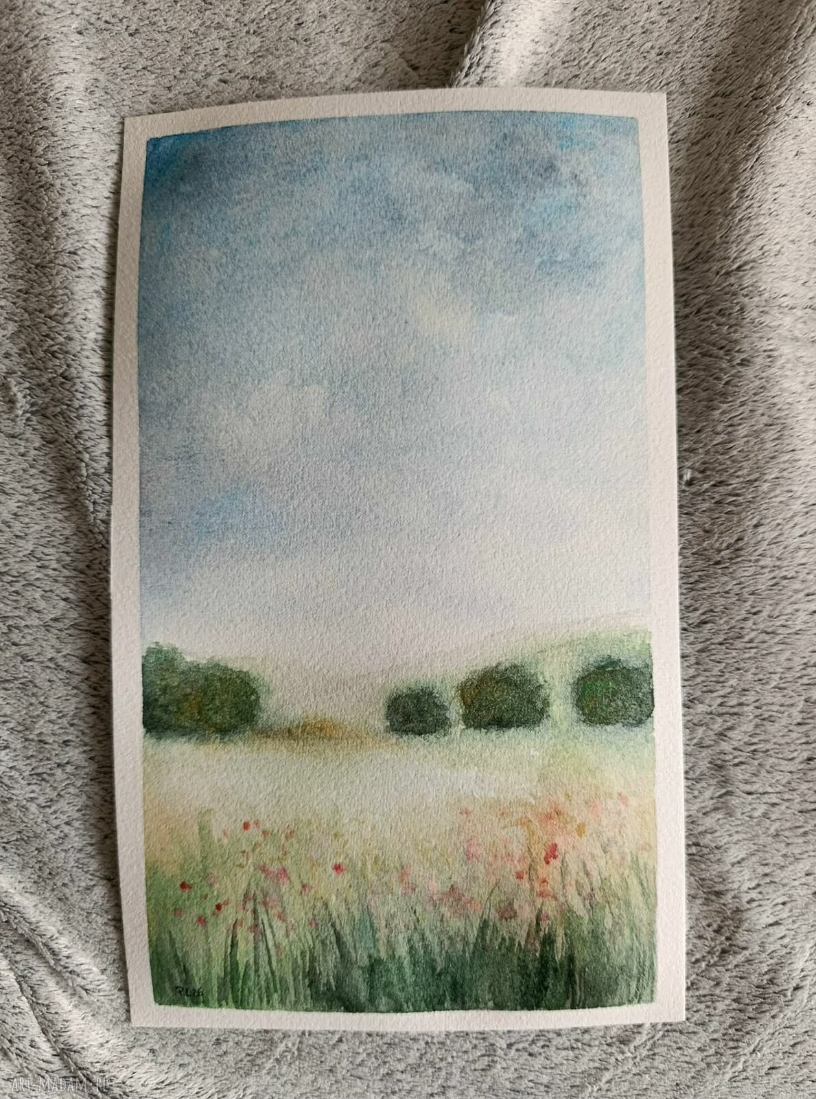 Pejzaż akwarela „Niebo” 25x15 cm - oryginał bez ramy