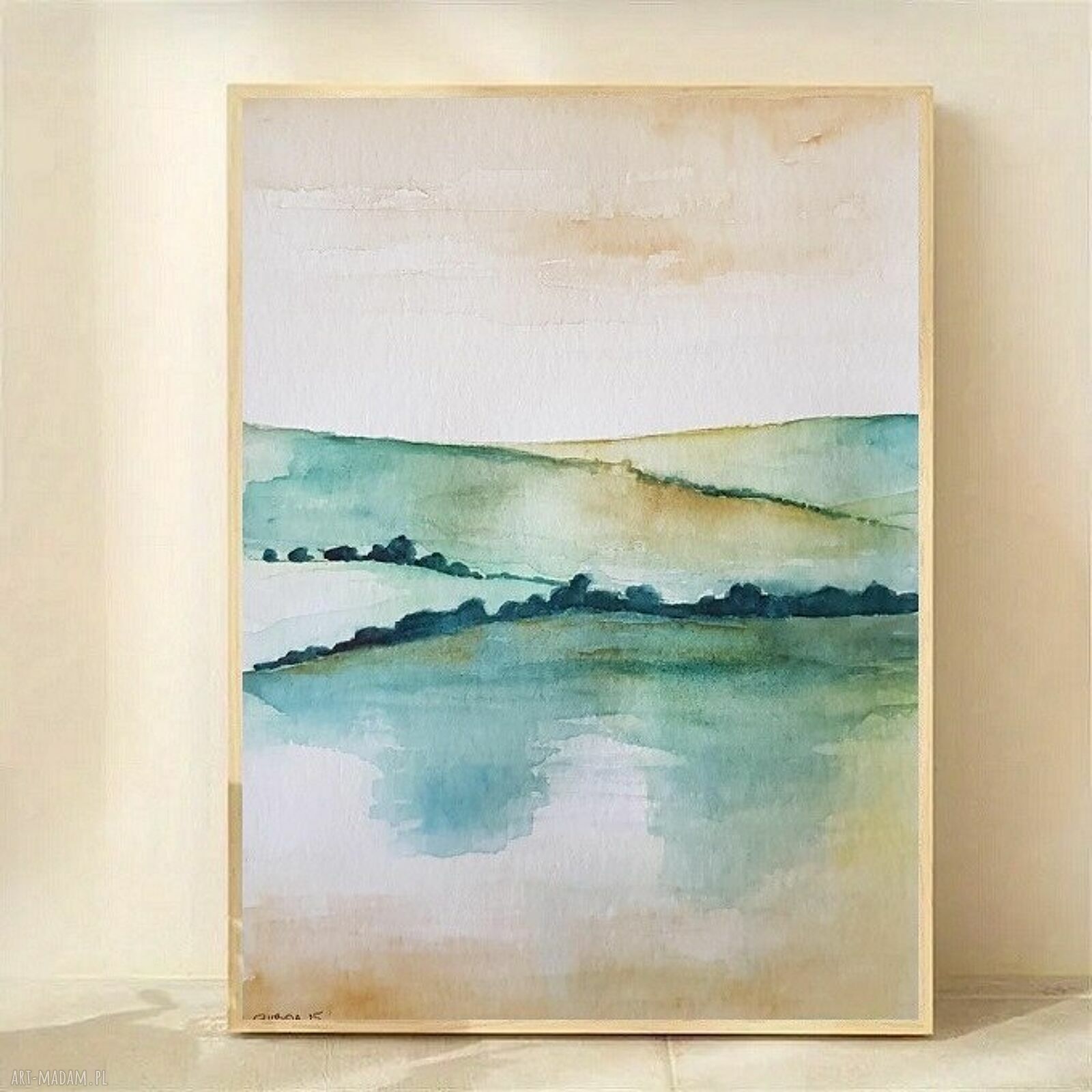 Oryginalna akwarela „Pejzaż” 32 x 24 cm, sygnowana bez oprawy