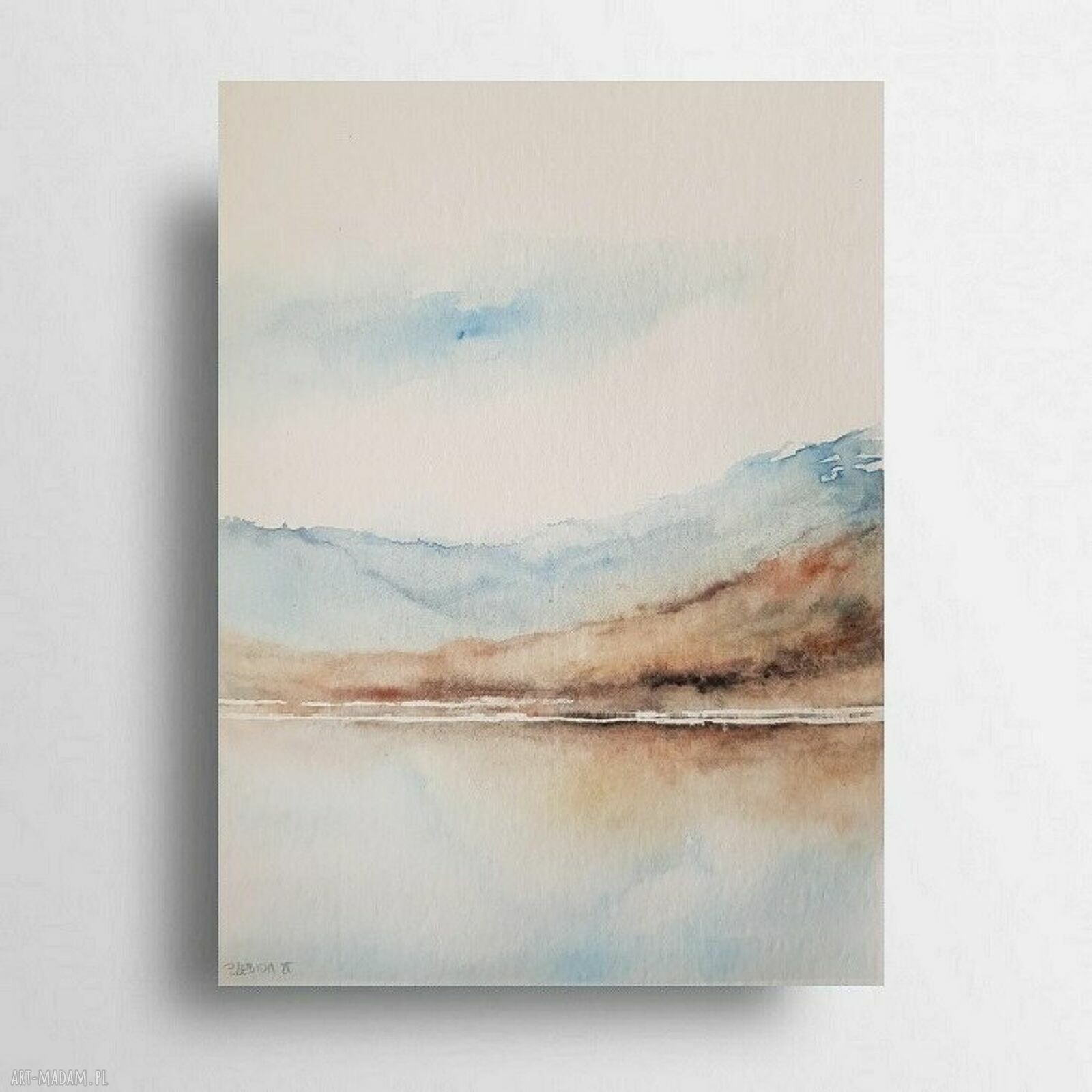 Pejzaż - akwarela 32x24 cm oryginalny obraz ręcznie malowany