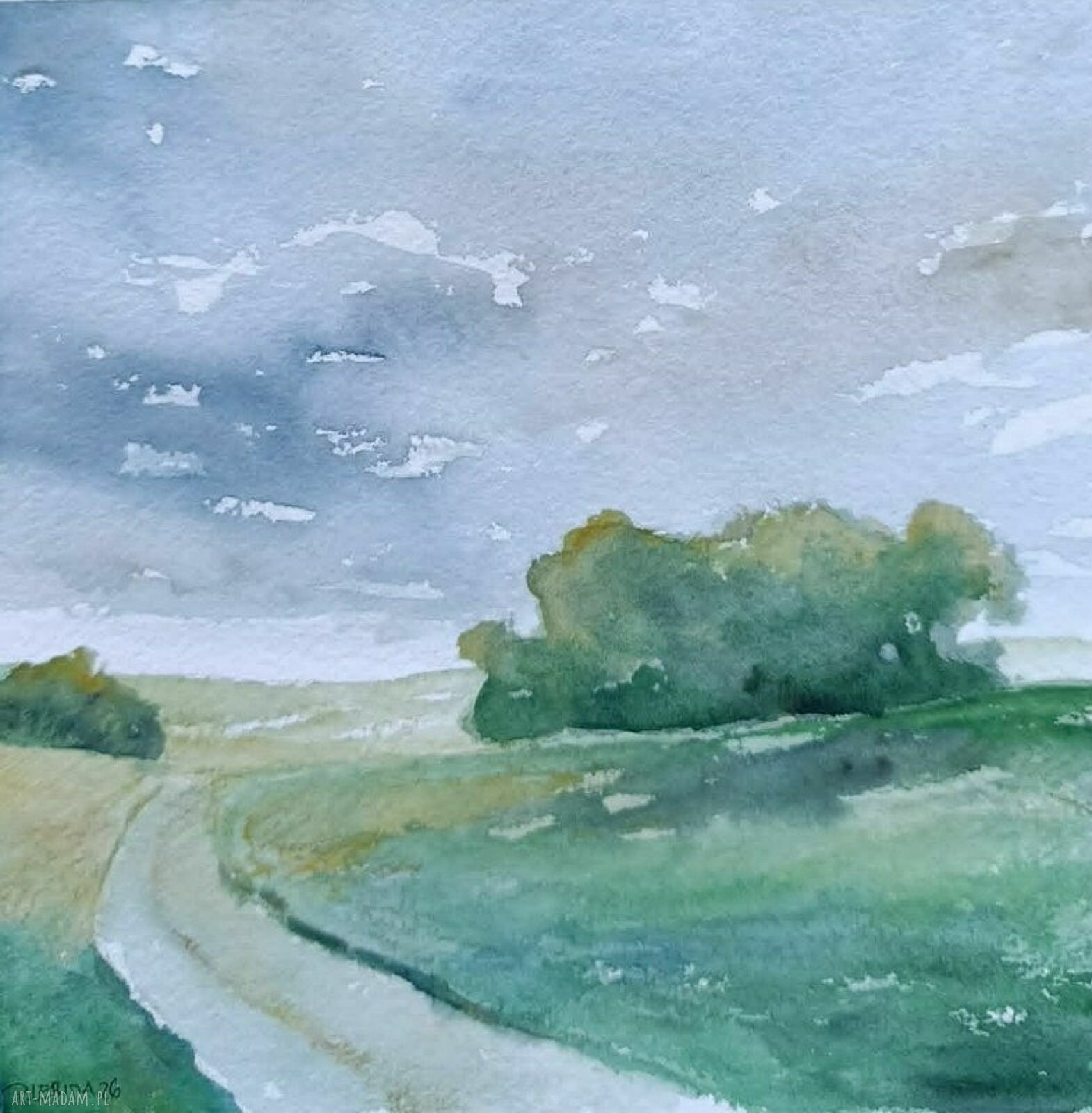 Akwarela Pejzaż 20x20 cm - Paulina Lebida, bez ramy