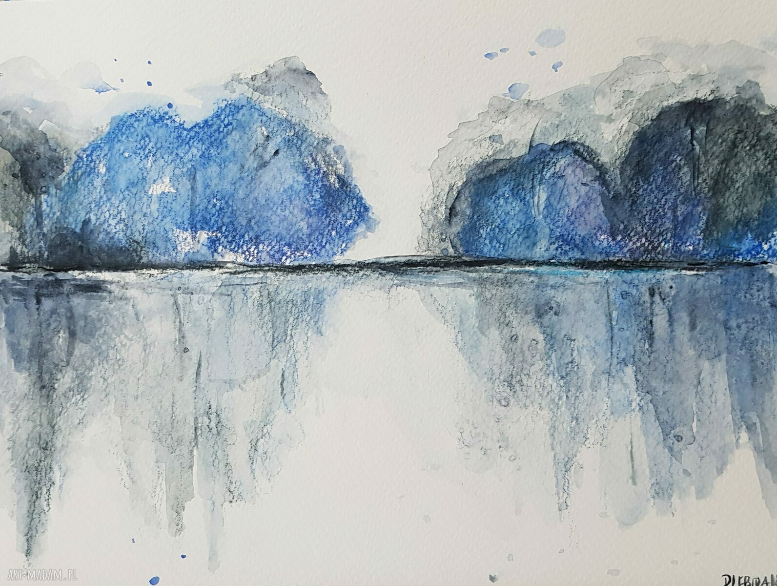 Pejzaż akwarela 18 x 24 cm - ręcznie malowany na papierze
