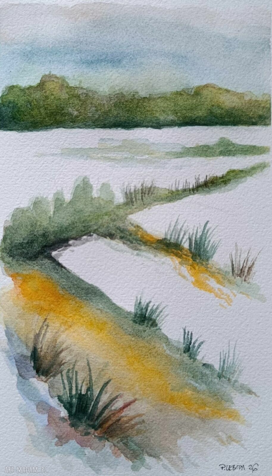 Pejzaż akwarela 25 x 15 cm - oryginalna, sygnowana praca (bez ramy)