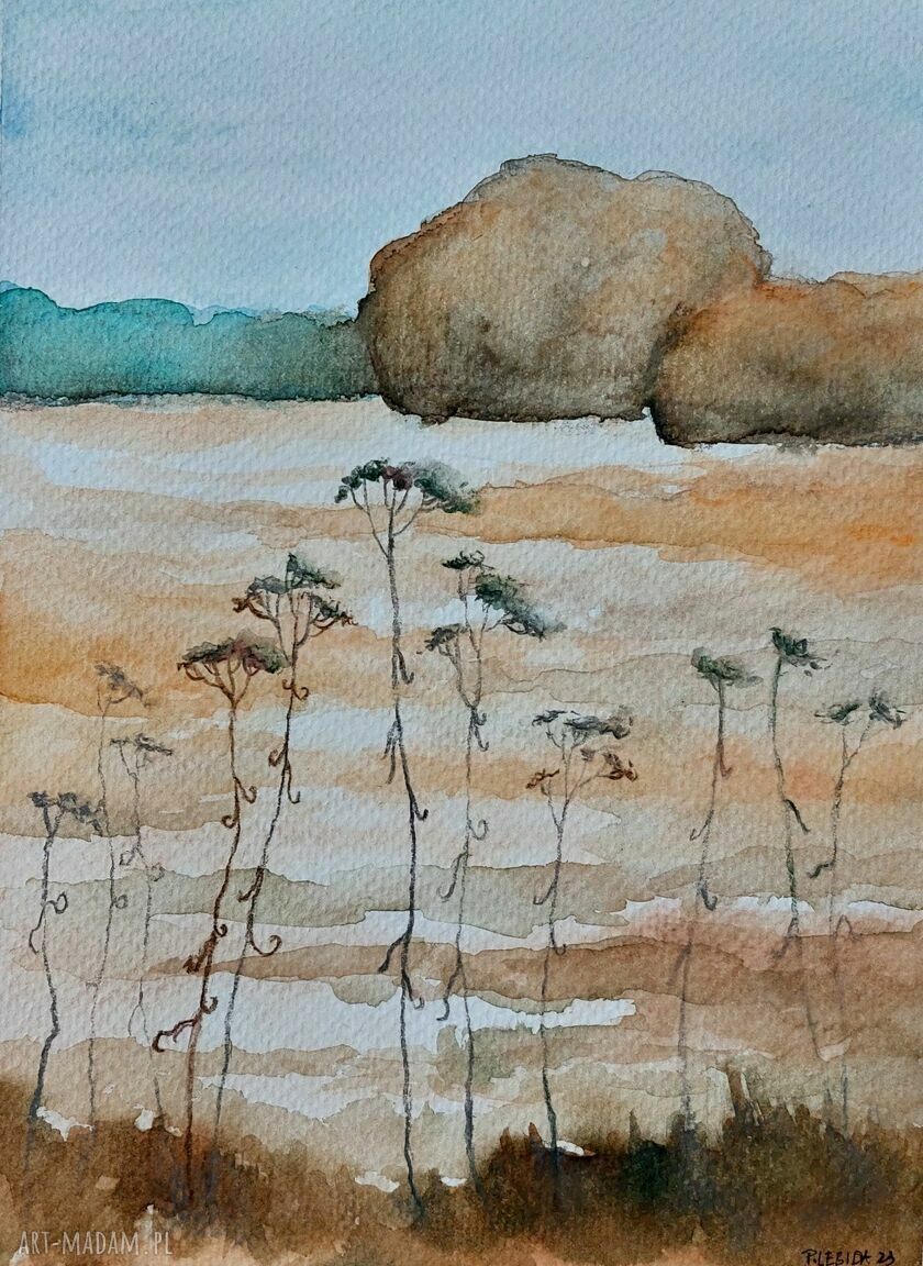 Pejzaż - ręcznie malowana akwarela 18x24 cm (sygnowana)