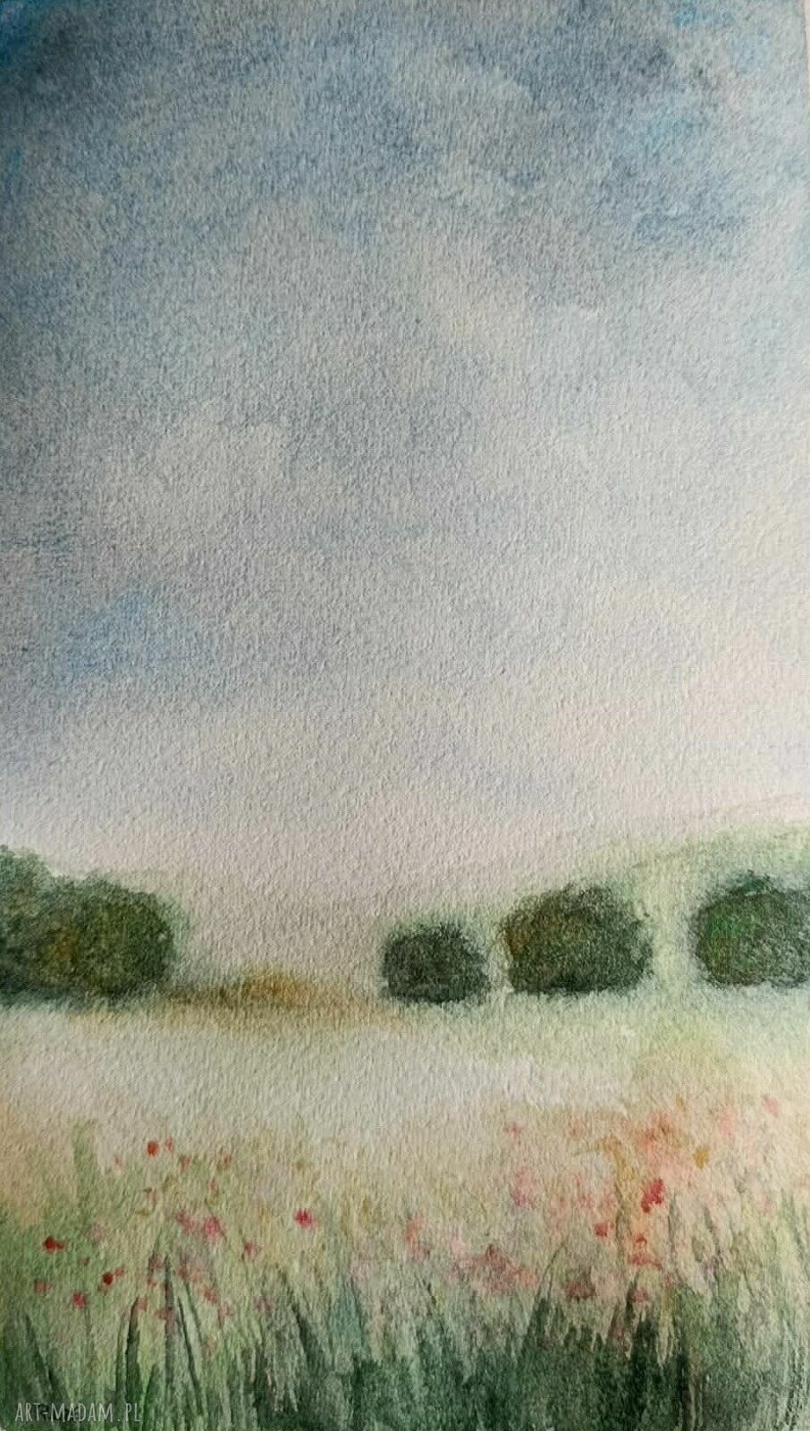 Pejzaż akwarela „Niebo” 25x15 cm - oryginał bez ramy