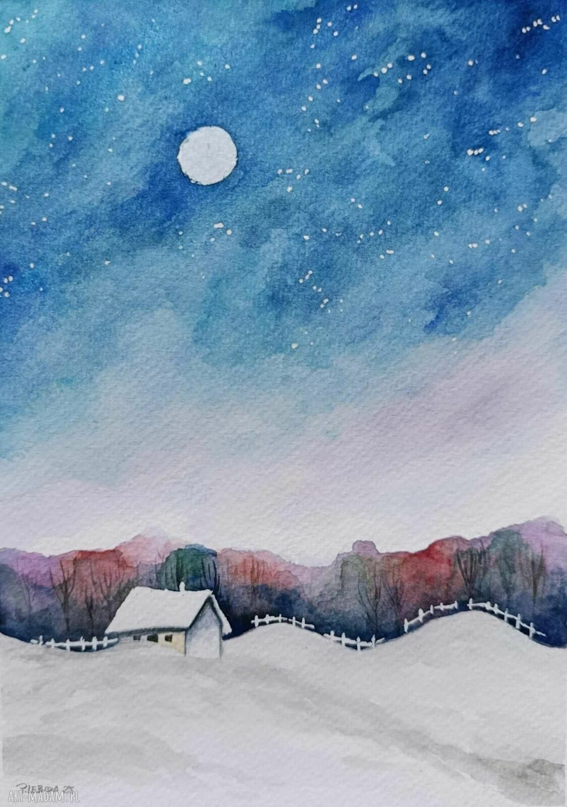 Pejzaż - akwarela formatu 24 x 18 cm Paulina Lebida
