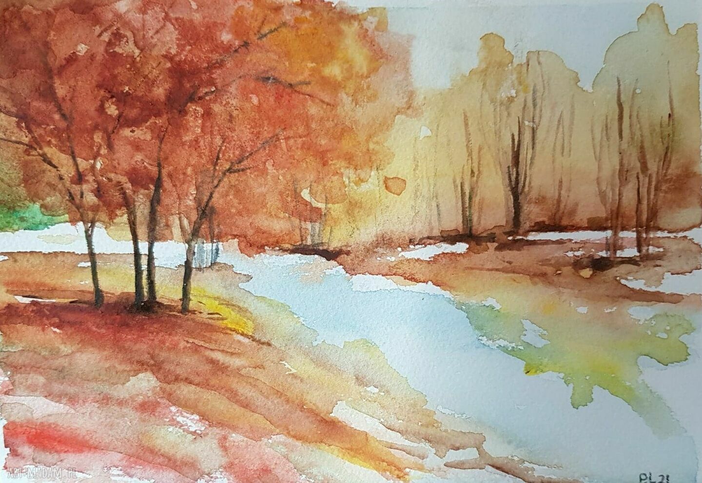 Pejzaż - akwarela w formacie A5