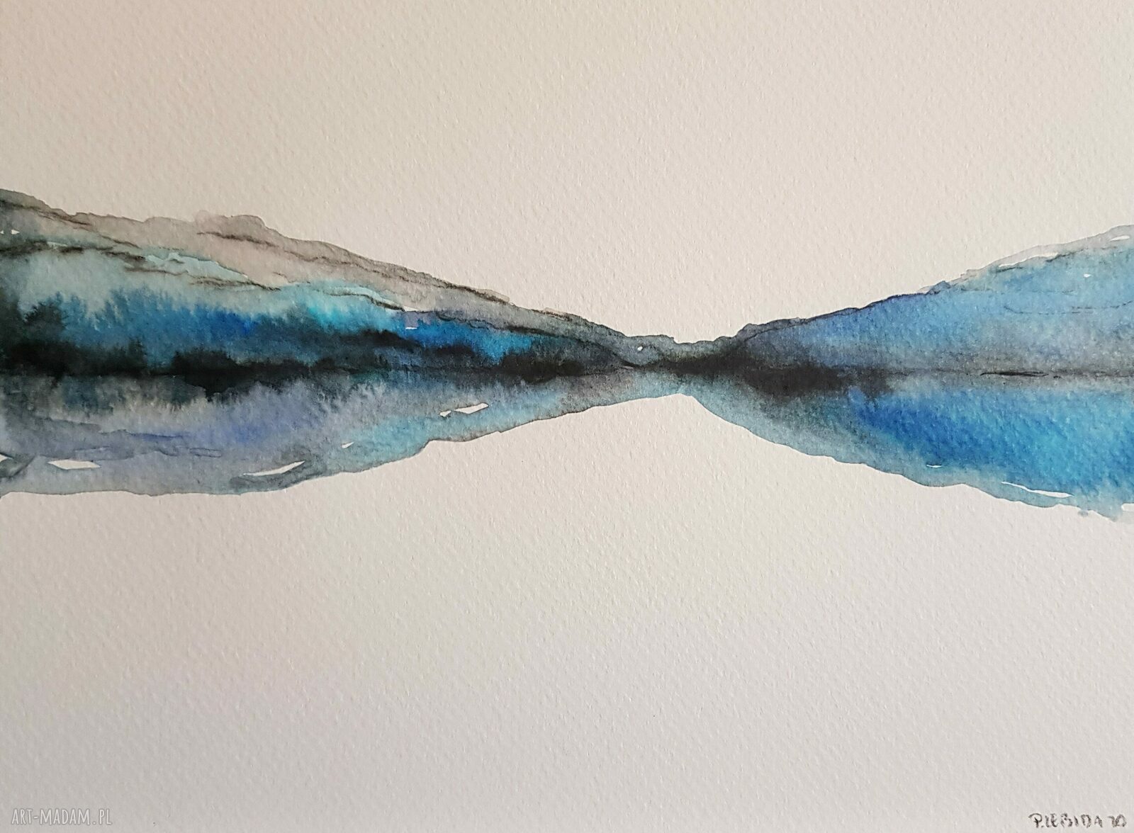 Pejzaż akwarelą 24x18 cm - ręcznie malowany obraz na papierze 300 g/m2