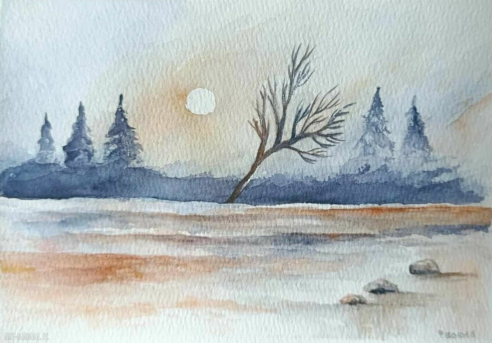 Pejzaż akwarela A5 Paulina Lebida