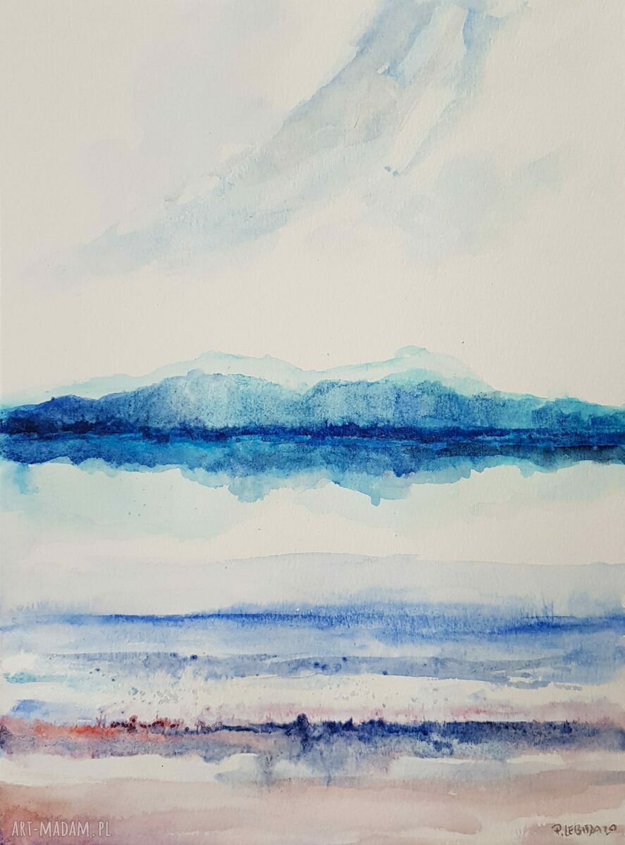 Pejzaż akwarela 32x24 cm - ręcznie malowany obraz Paulina Lebida