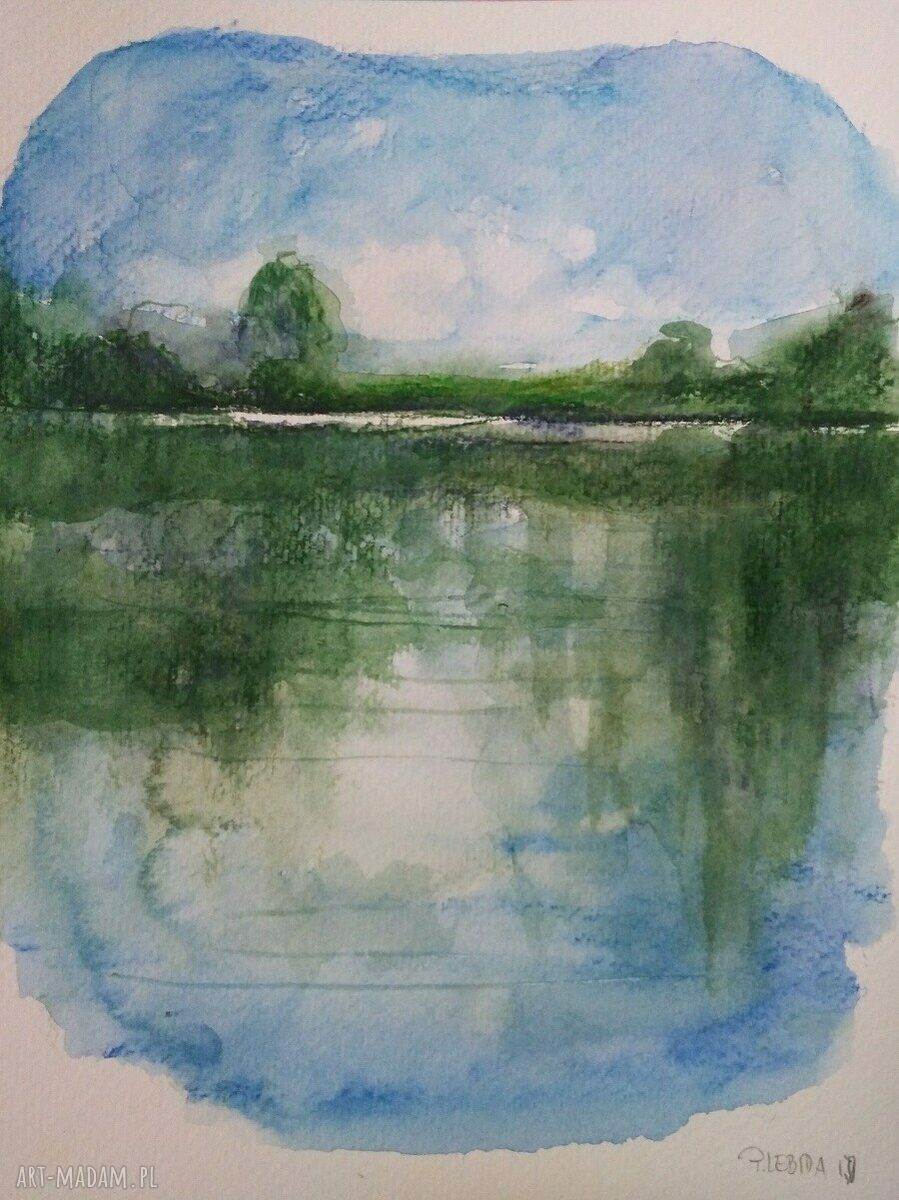 Pejzaż akwarelowy 18x24 cm - obraz ręcznie wykonany