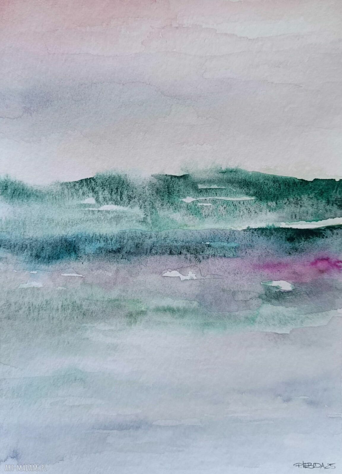 Pejzaż - dyptyk z dwóch akwarel 32x24 cm