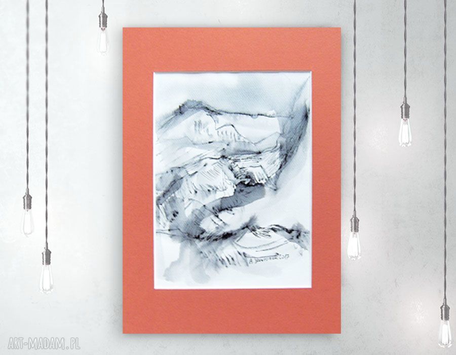 Ręcznie rysowany pejzaż górski - szkic w stylu skandynawskim 21x30