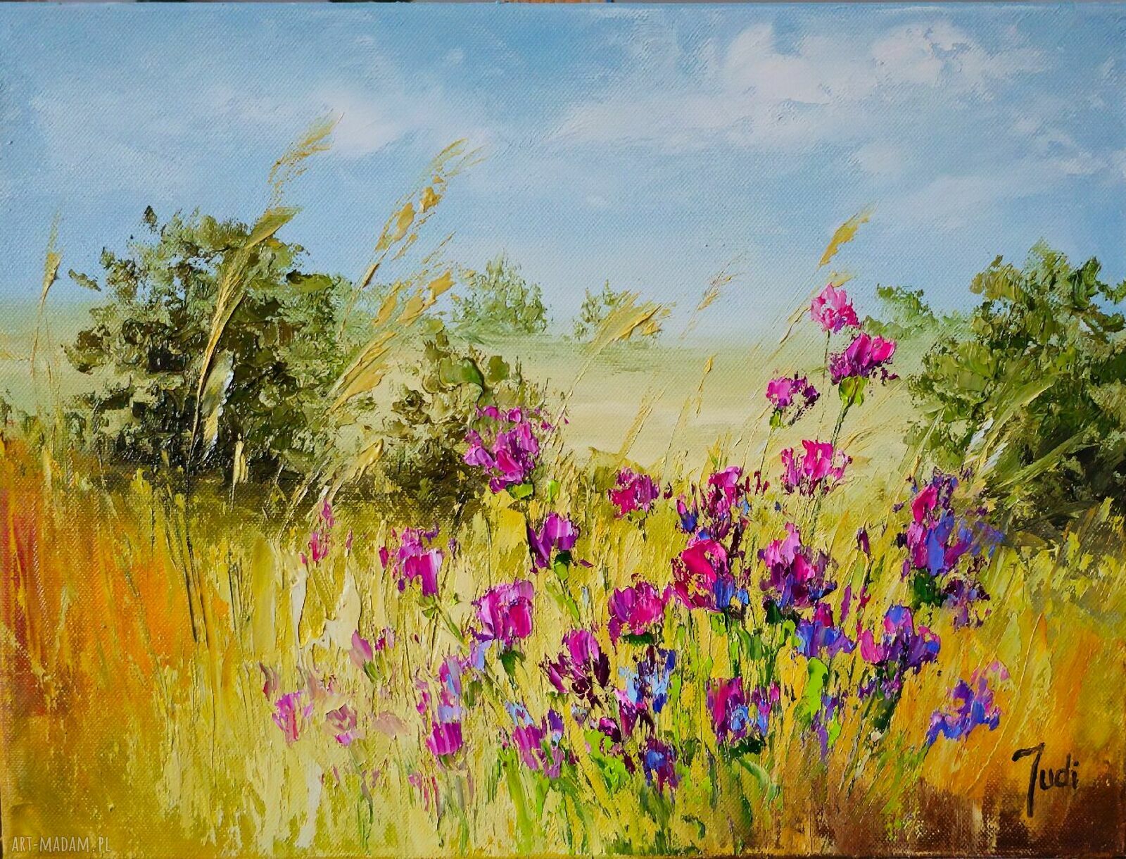 Pejzaż letni - oryginalny obraz olejny 40x30, sygnowany certyfikatem