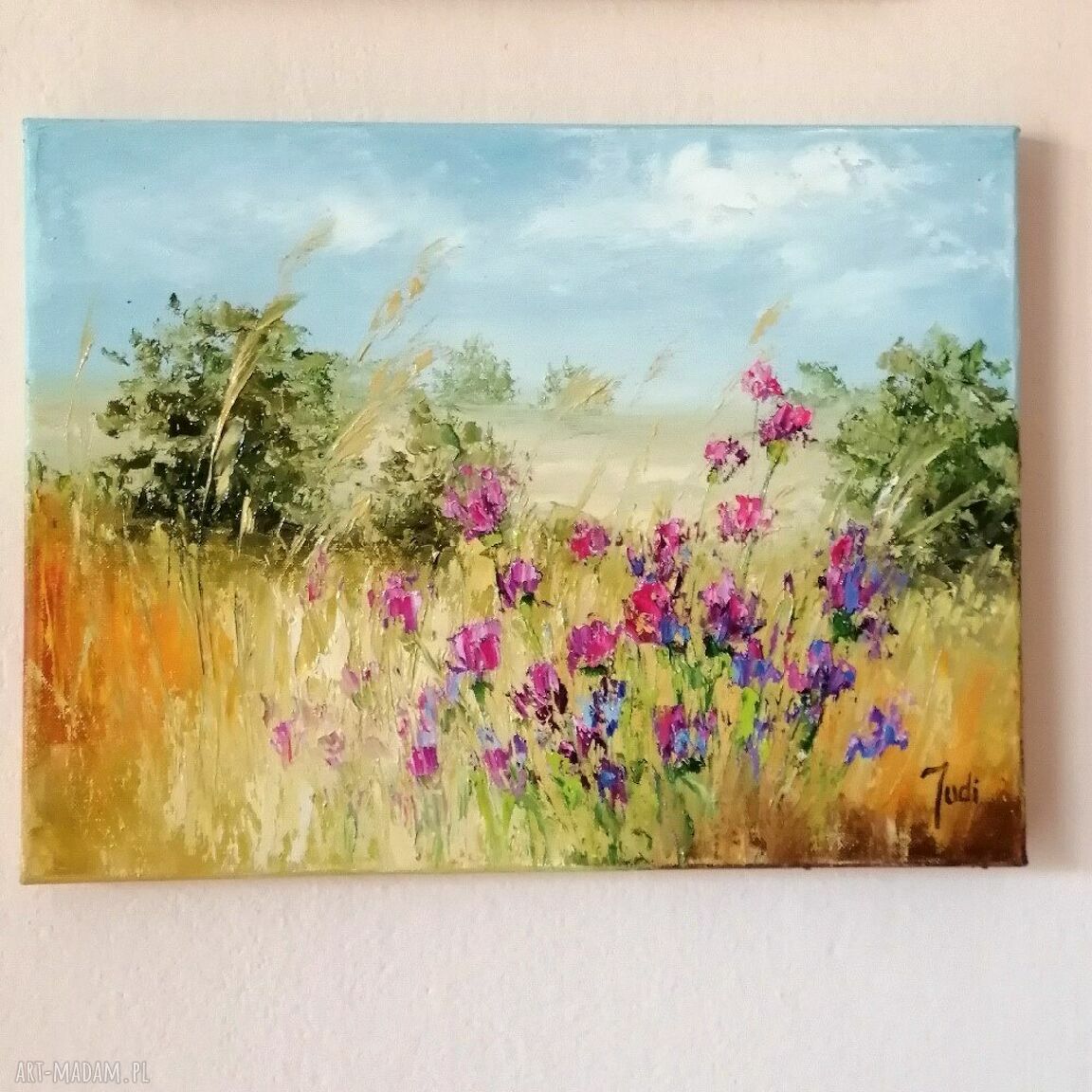 Pejzaż letni - oryginalny obraz olejny 40x30, sygnowany certyfikatem