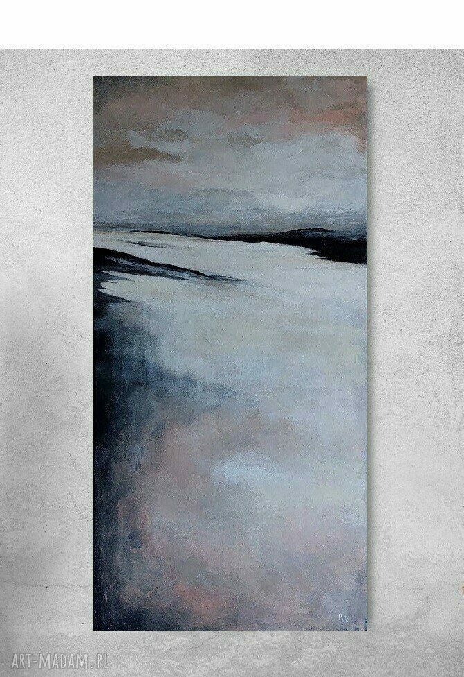 Pejzaż - ręcznie malowany obraz akrylowy 40 x 80 cm sygnowany