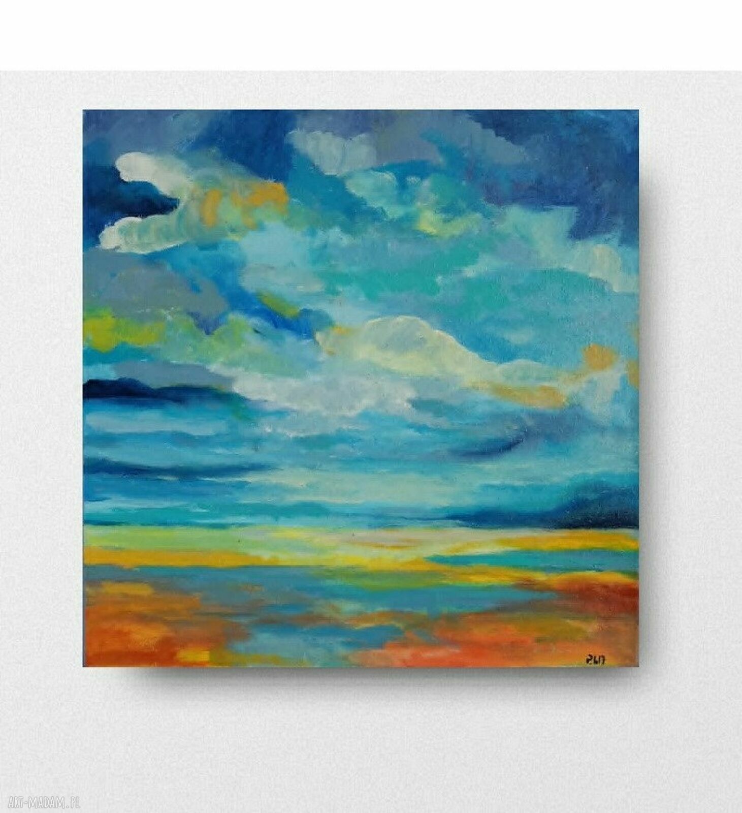 Pejzaż - obraz akrylowy 40x40 cm kwadrat, gotowy do powieszenia