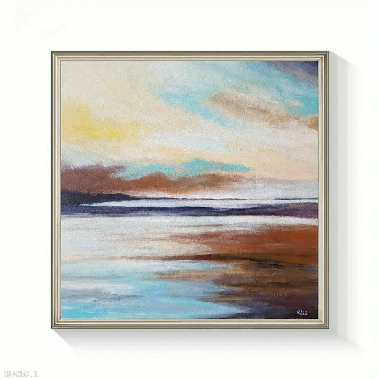 Pejzaż - ręcznie malowany obraz akrylowy na płótnie 50x50 cm