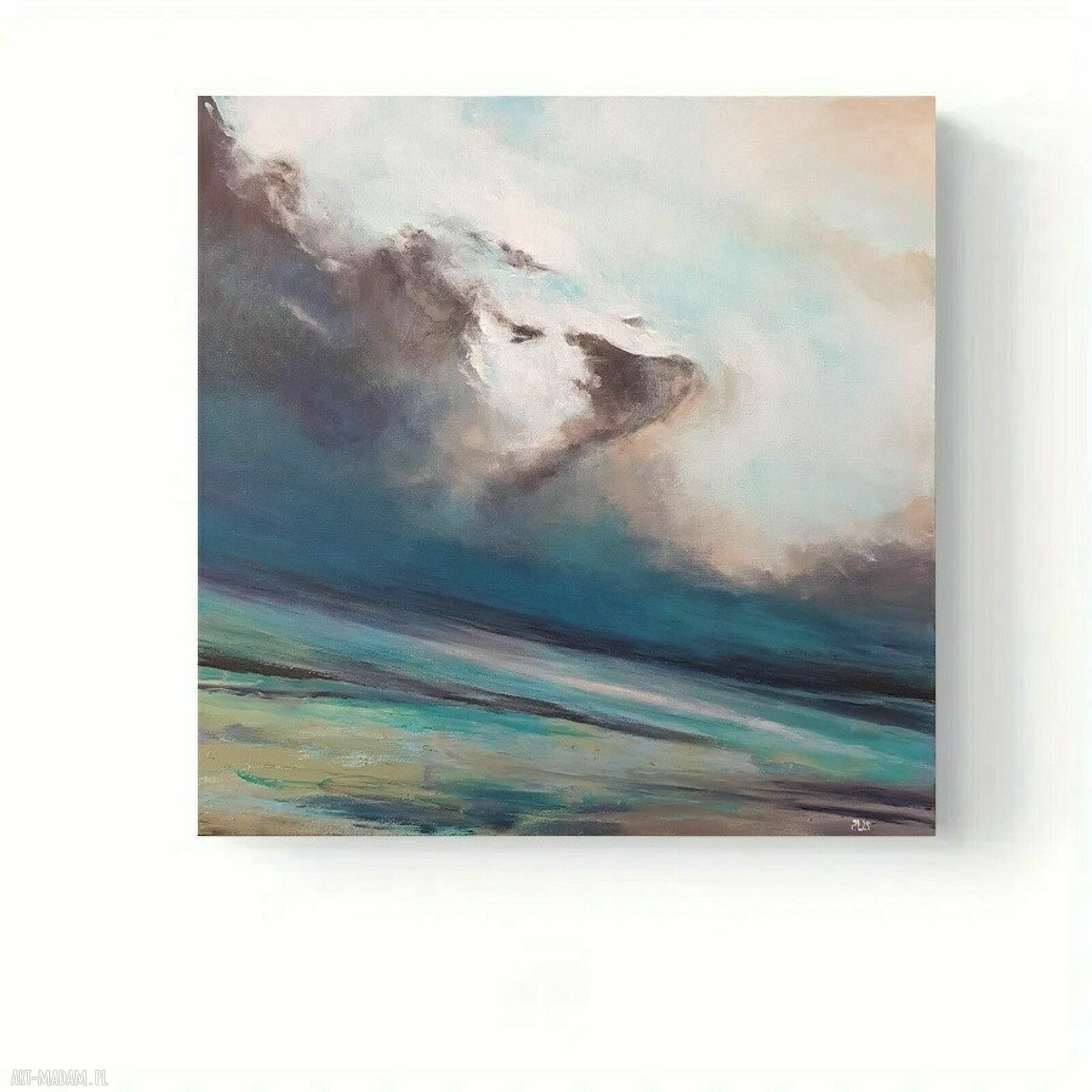 Pejzaż - ręcznie malowany obraz akrylowy 60x60 cm