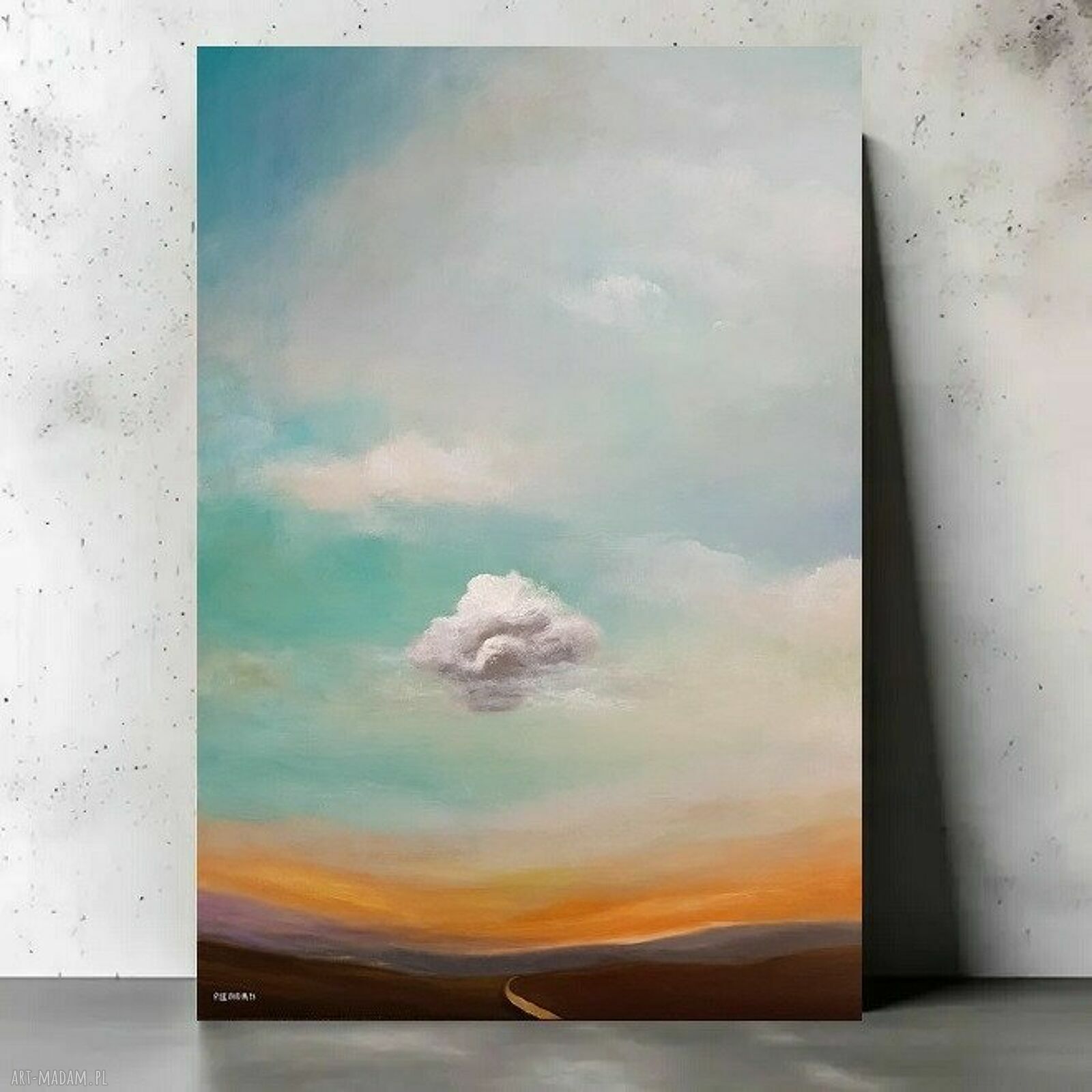 Nowoczesny pejzaż - obraz akrylowy 90 x 60 cm z chmurą