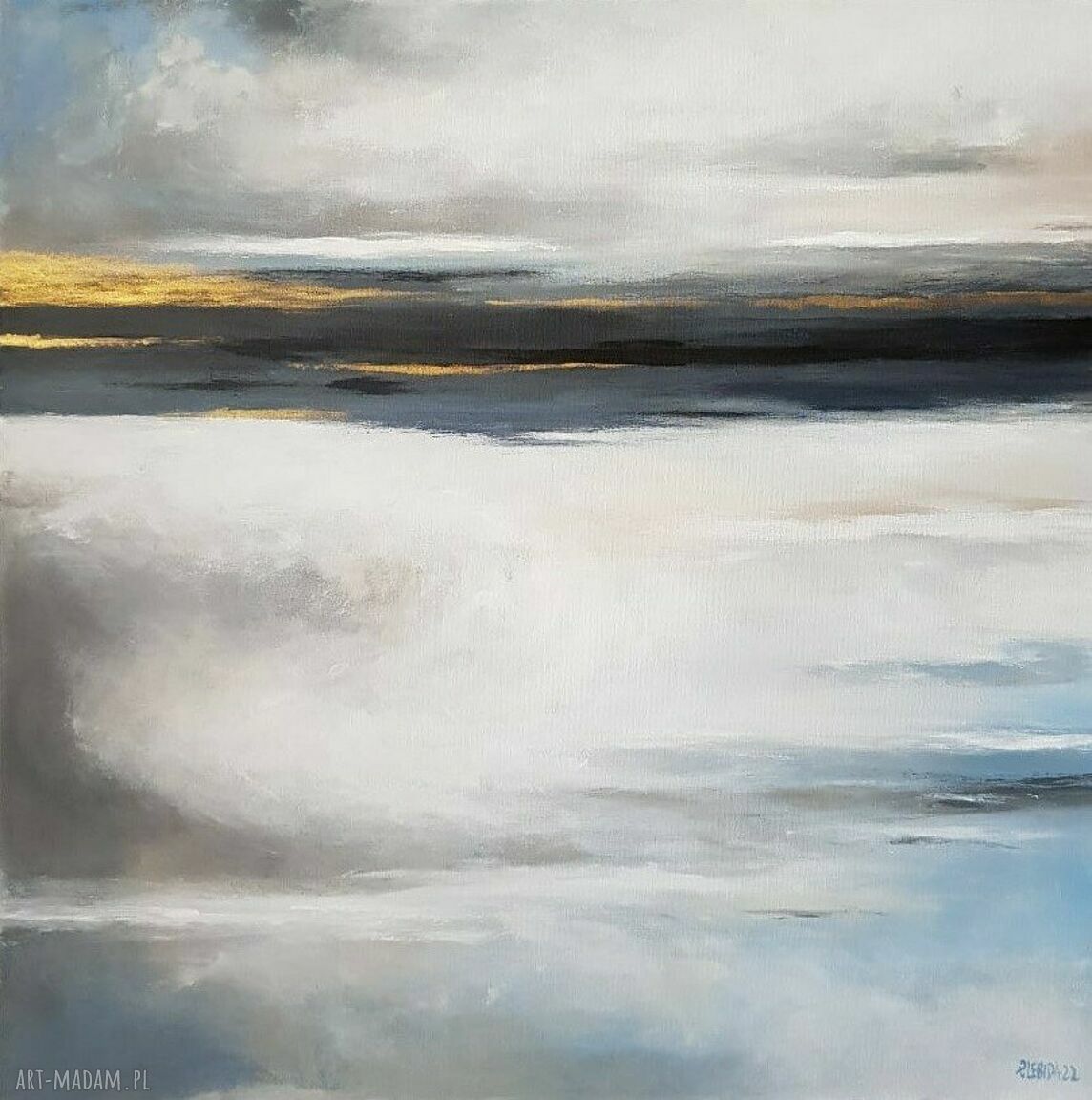 Pejzaż akrylowy 60x60 cm - ręcznie malowany obraz sygnowany